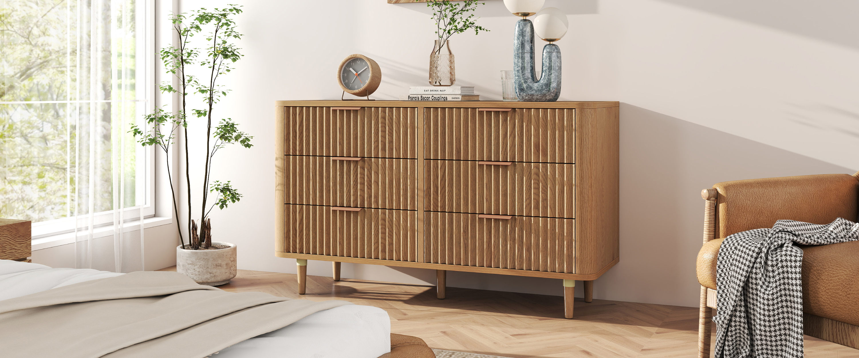 luxury curved 6-drawer storage cabinet, 6 Drawer Double Dresser, modern dressers,6 drawer dressers​, deep drawer dressers for living room​, storage for cabinet​, storage cabinets​, sideboard cabinet​