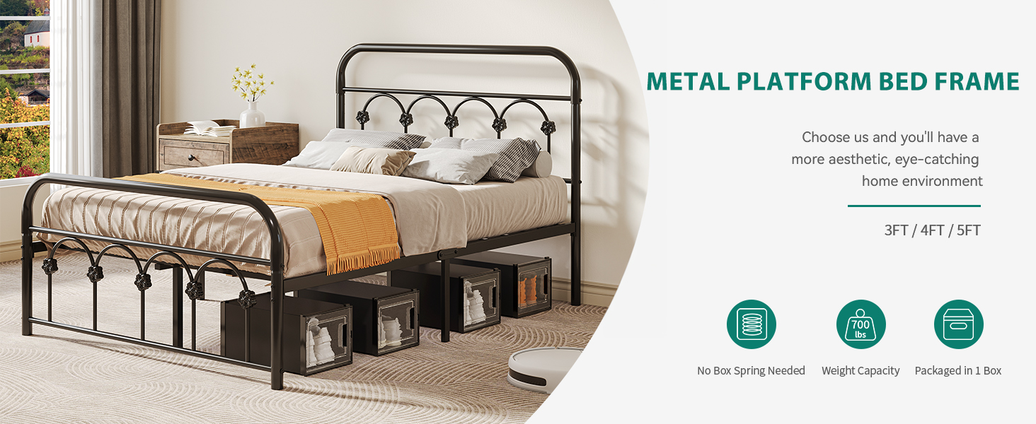 YITAHOME Full Size Bed Frame, LED Bed Frame With Storage