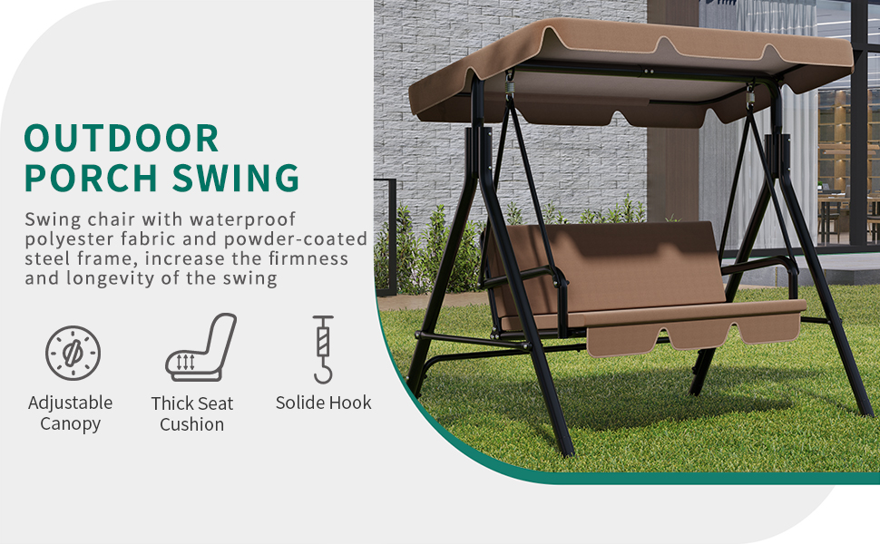Patio Swing Cover Outdoor 3 Triple Swing Seater Covers Waterproof Hammock Glider