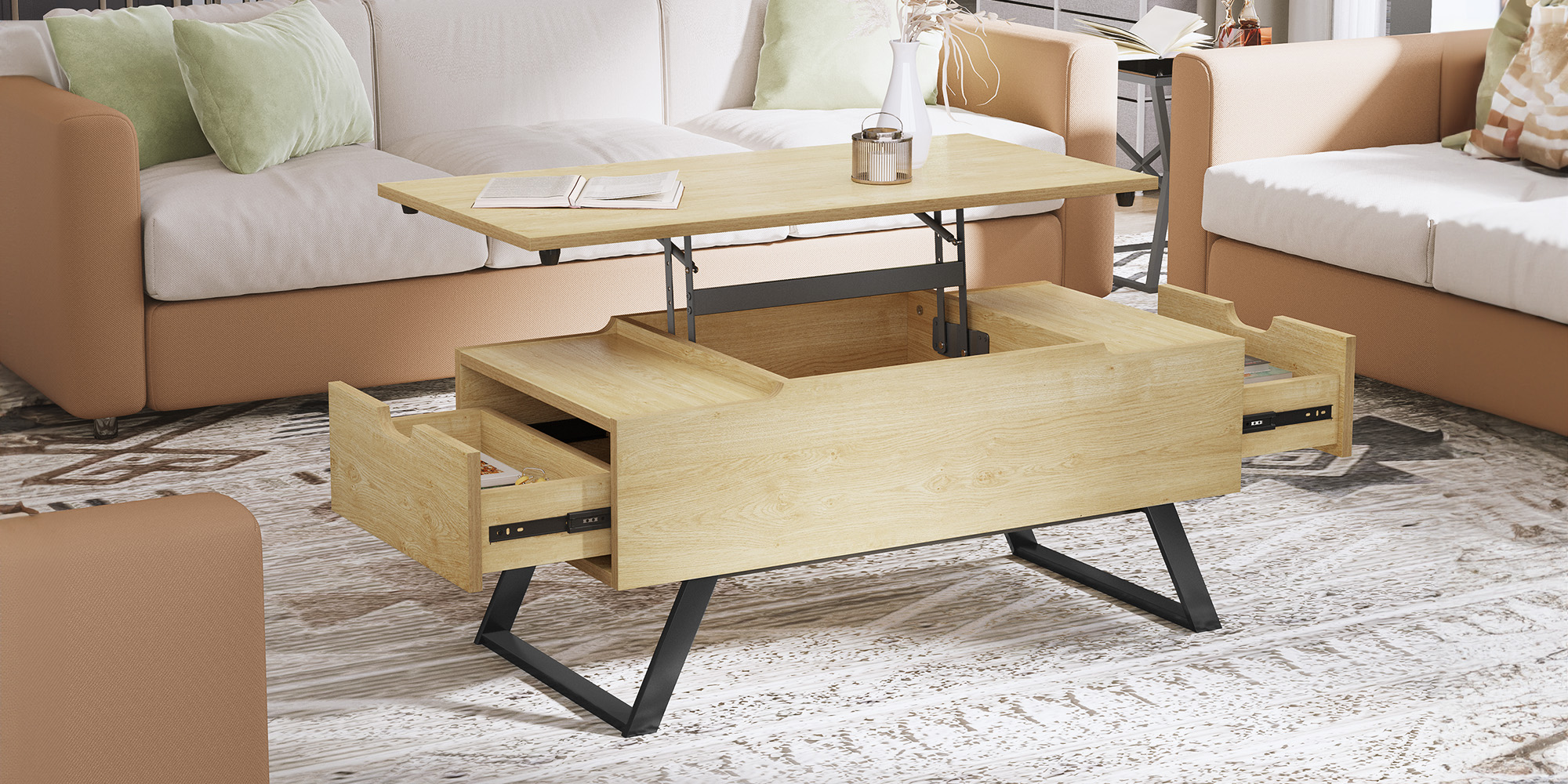 Yitahome Lift Top Coffee Table with Drawers – Spacious Storage ...