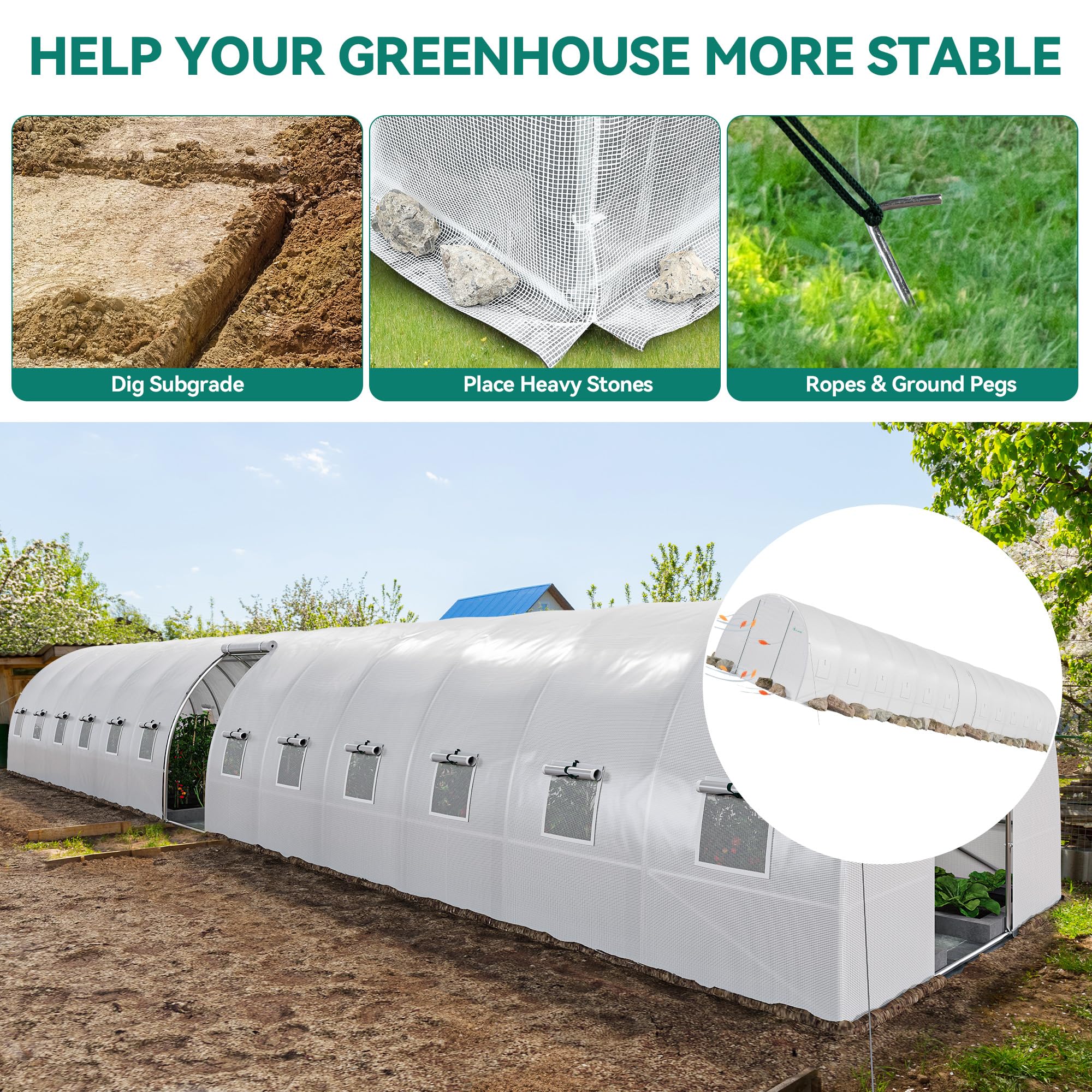①サウナテントQuadrangular Greenhouse Outsunny 15'x7'x7' Greenhouse Outdoor Portable Walk-In