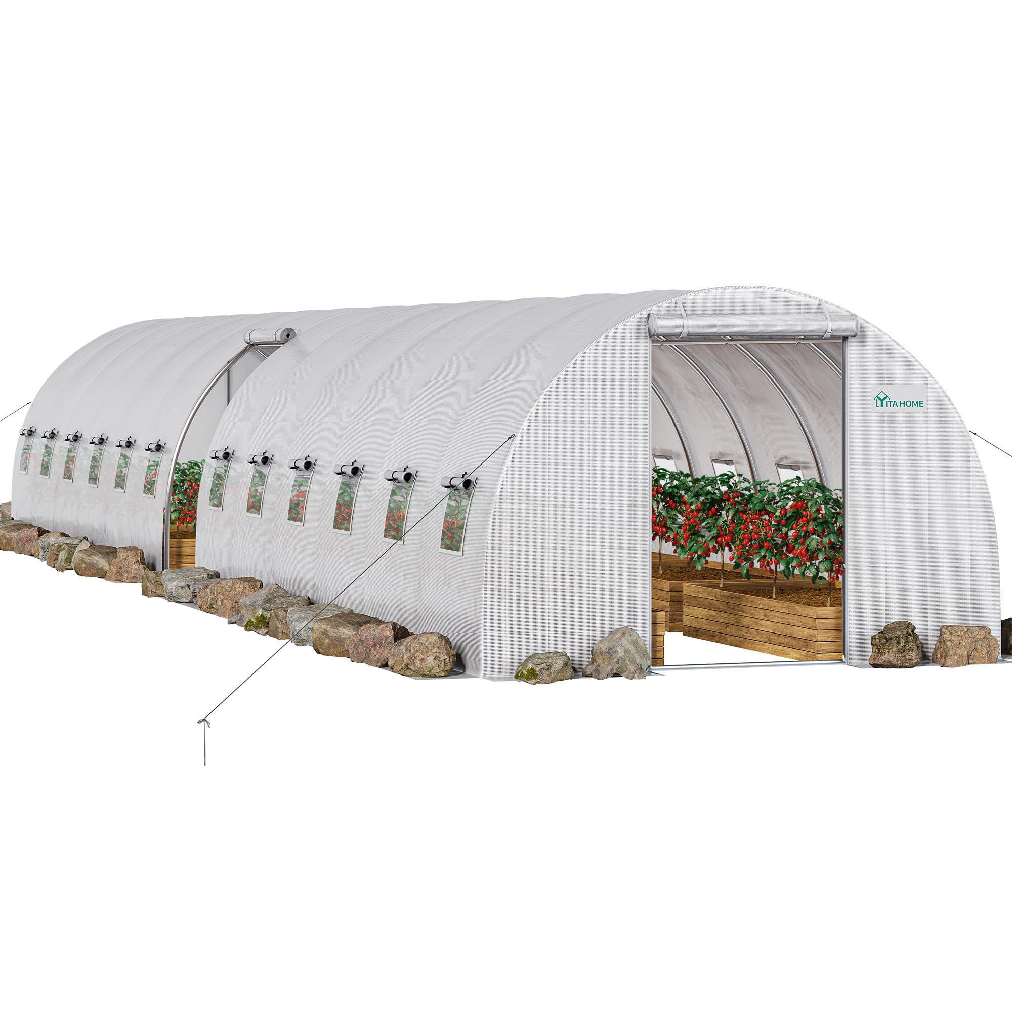 Yitahome | 40 ft Large Greenhouse Kit with Metal Frame, PE