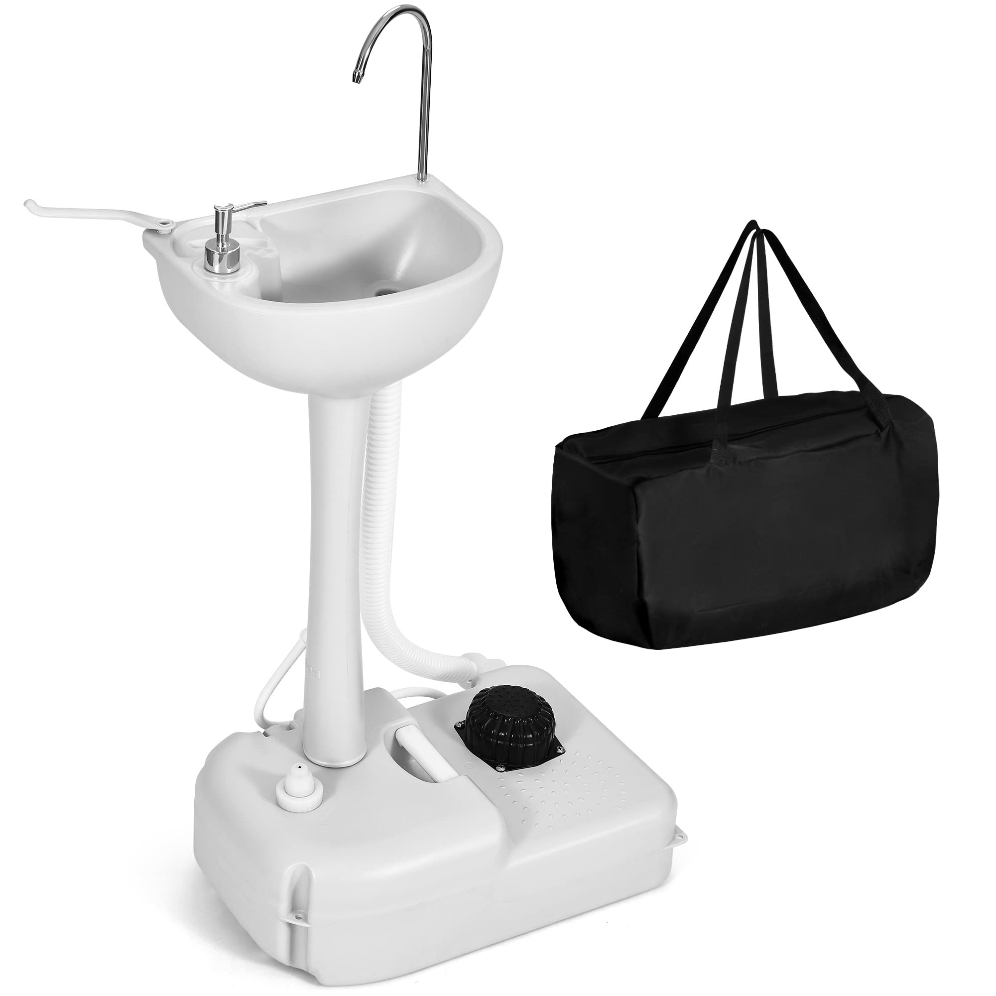 Lavabo De Camping En Acier Inoxydable Pliable - Avec Pompe Et Buse, Capacité 5.5L - Portable