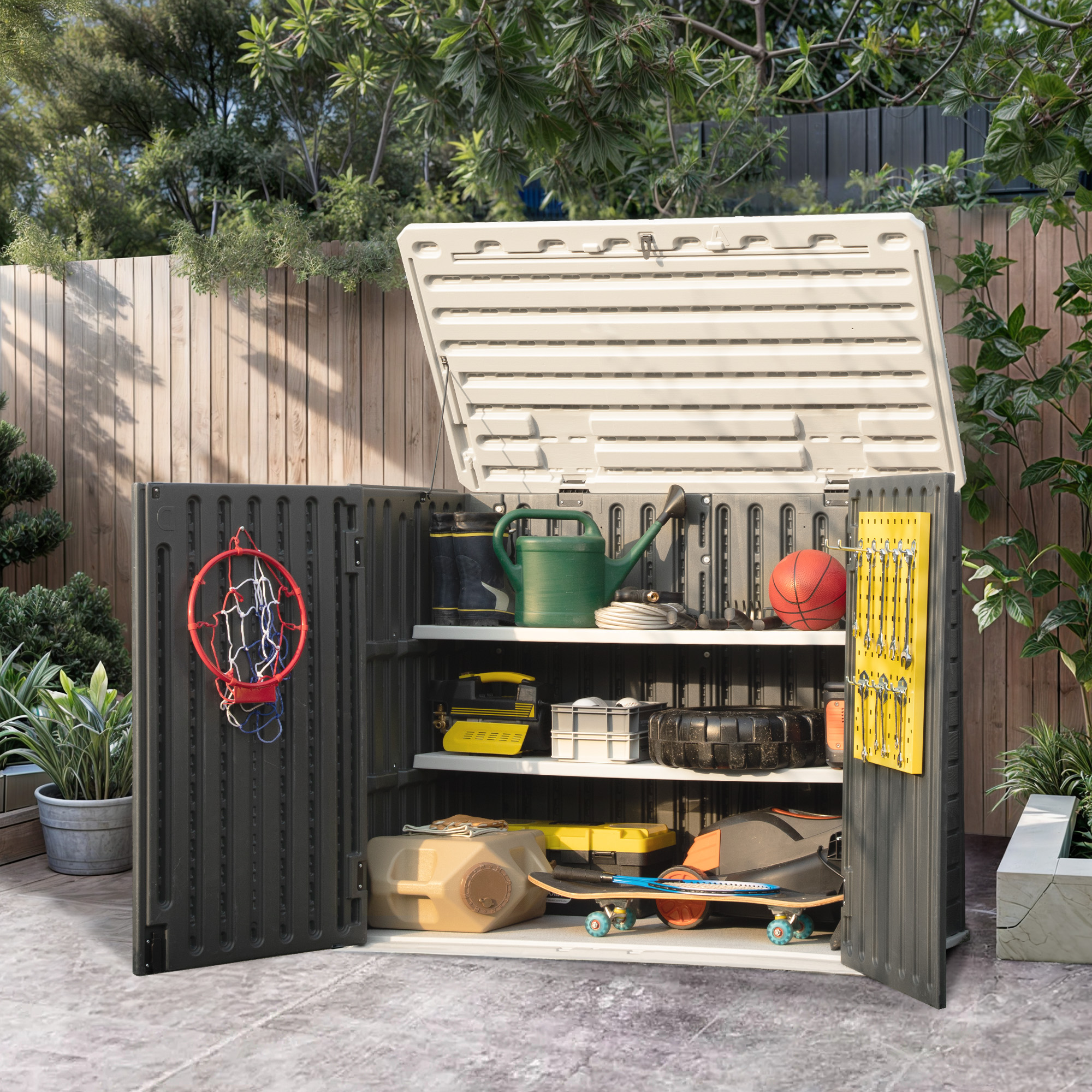 hamachan_dayo　0206 Amazon.com: YITAHOME Outdoor Horizontal Storage Shed with X-Shaped