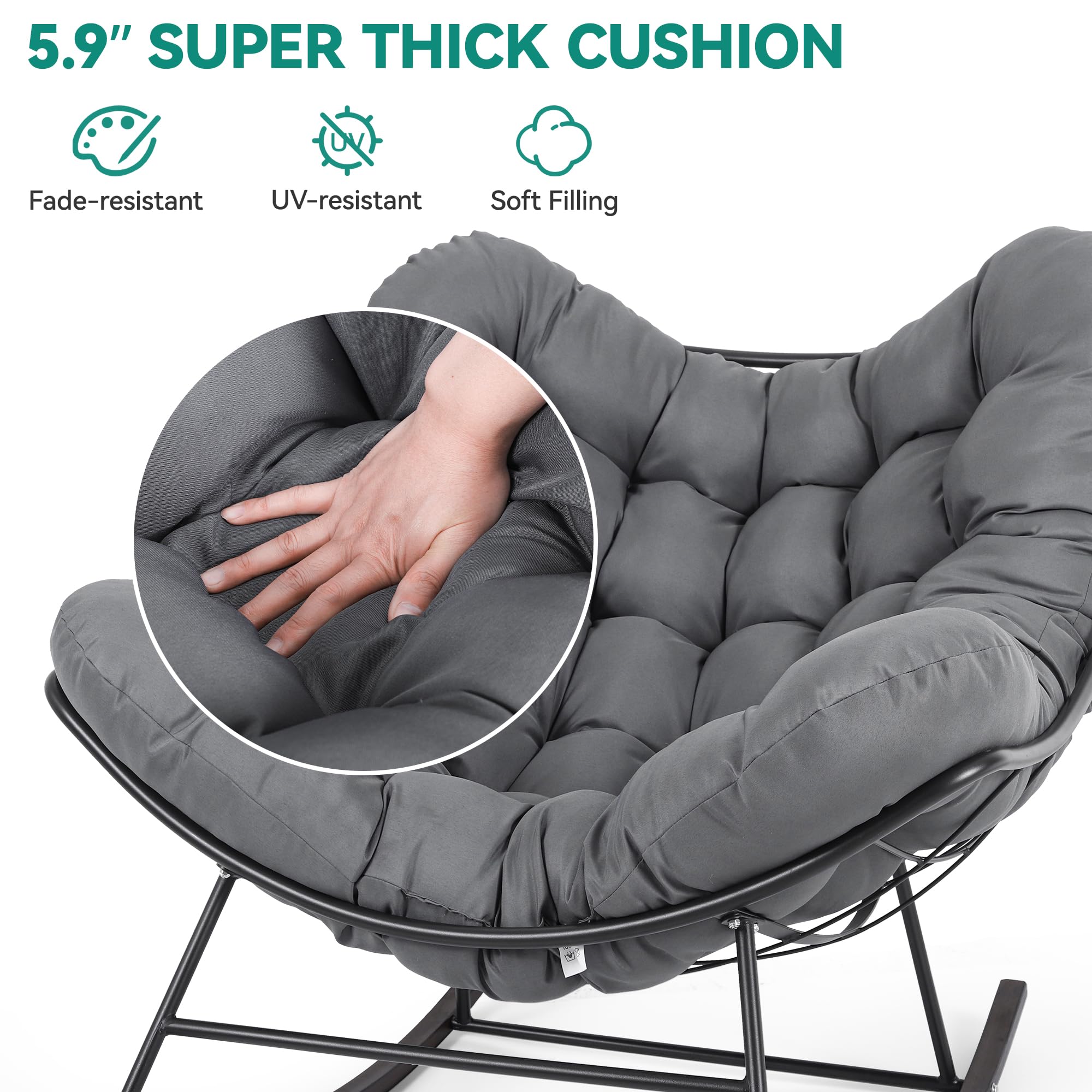 Rocking Papasan Chair MeetLeisure 46'' Large Size Papasan Chair