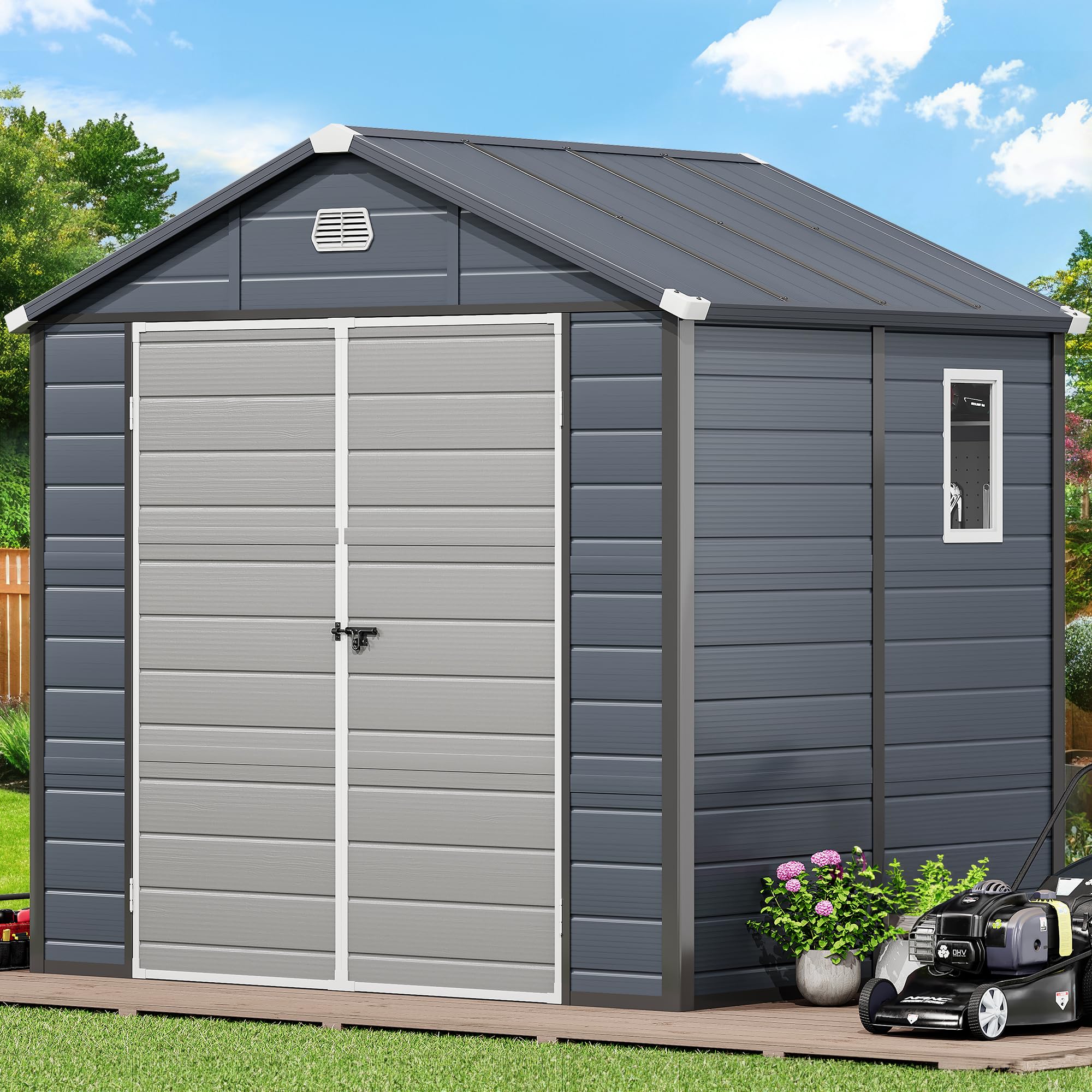 Yitahome | 7.87x6.2 ft Gray Outdoor Resin Storage Bicycle Shed