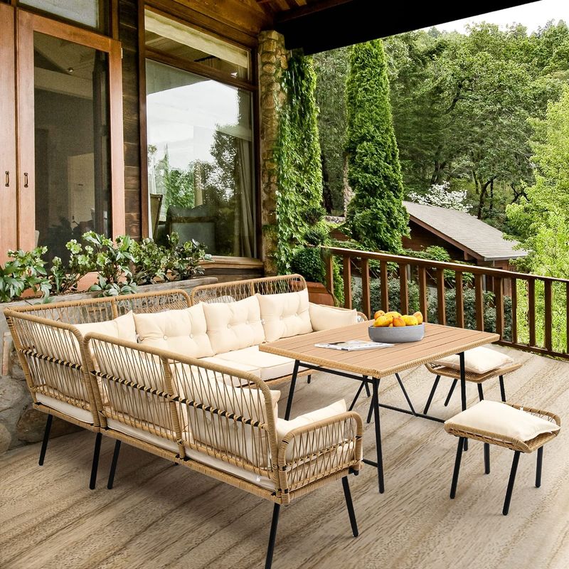 Yitahome | 6 Pcs Wicker Outdoor Sectional Couch Set with Coffee