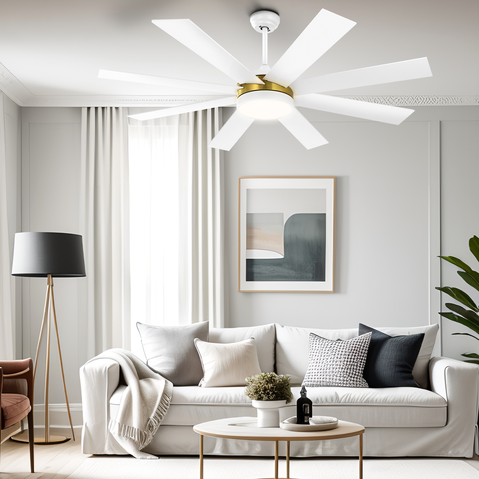 HIGHLIGHT ヨソプ FAN CONグッズ OUKANING 20 in. Indoor Black Crystal Decor Caged Ceiling Fan