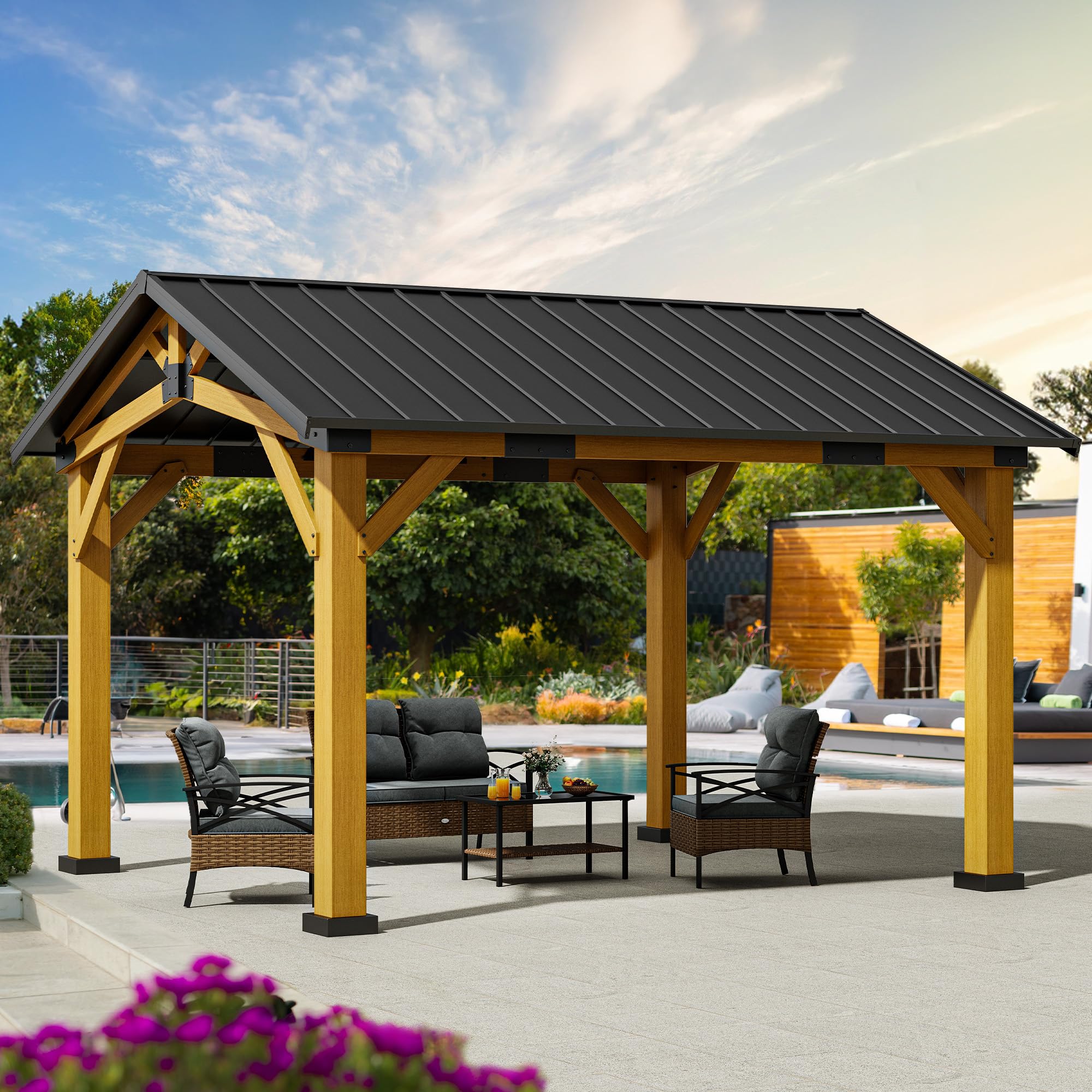GOSICK パネル 12個 Yitahome | 10x12 ft Outdoor Canopy Gazebo in Wooden Frame