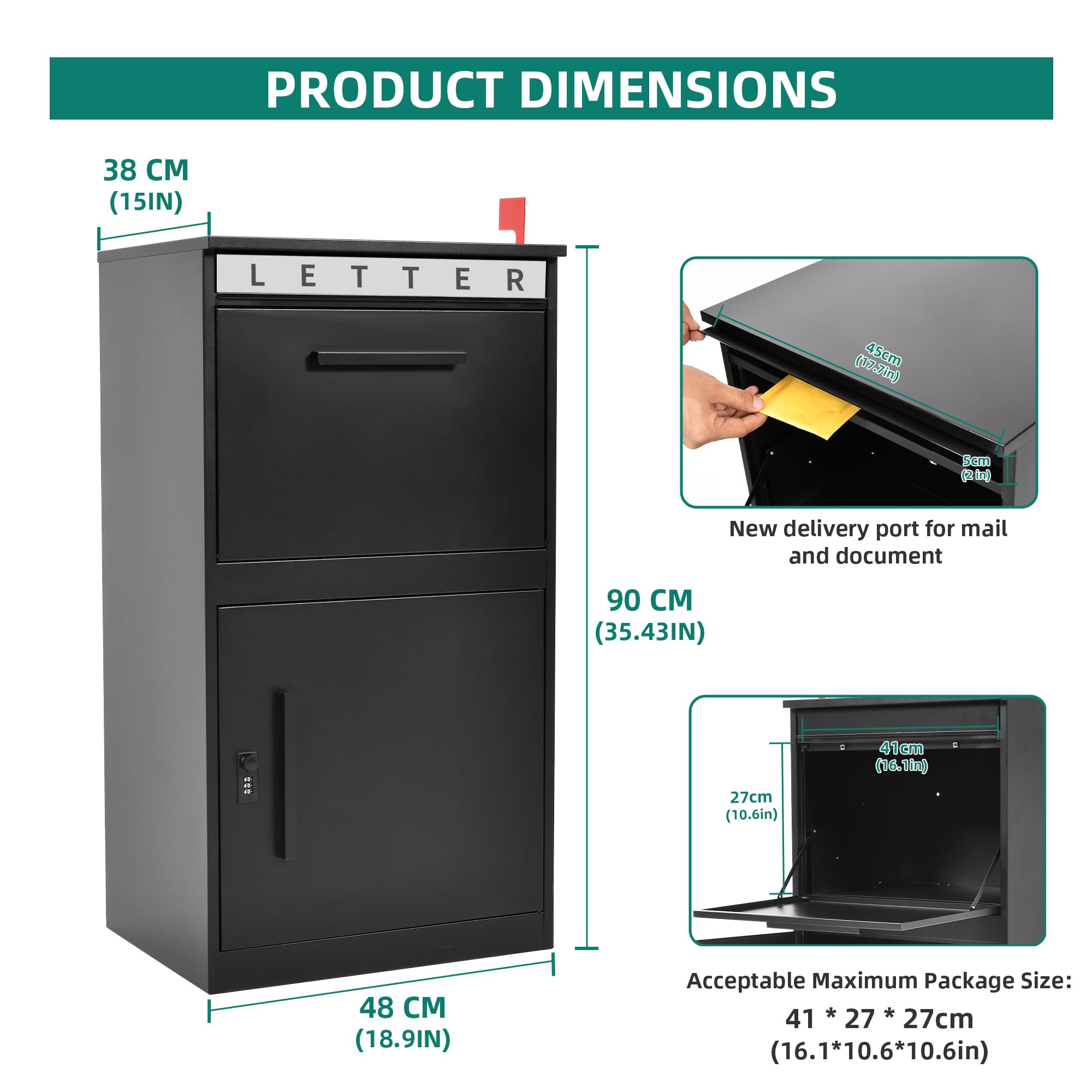 Yitahome | Metal Extra Large Outdoor Package Drop Box with Coded Lock