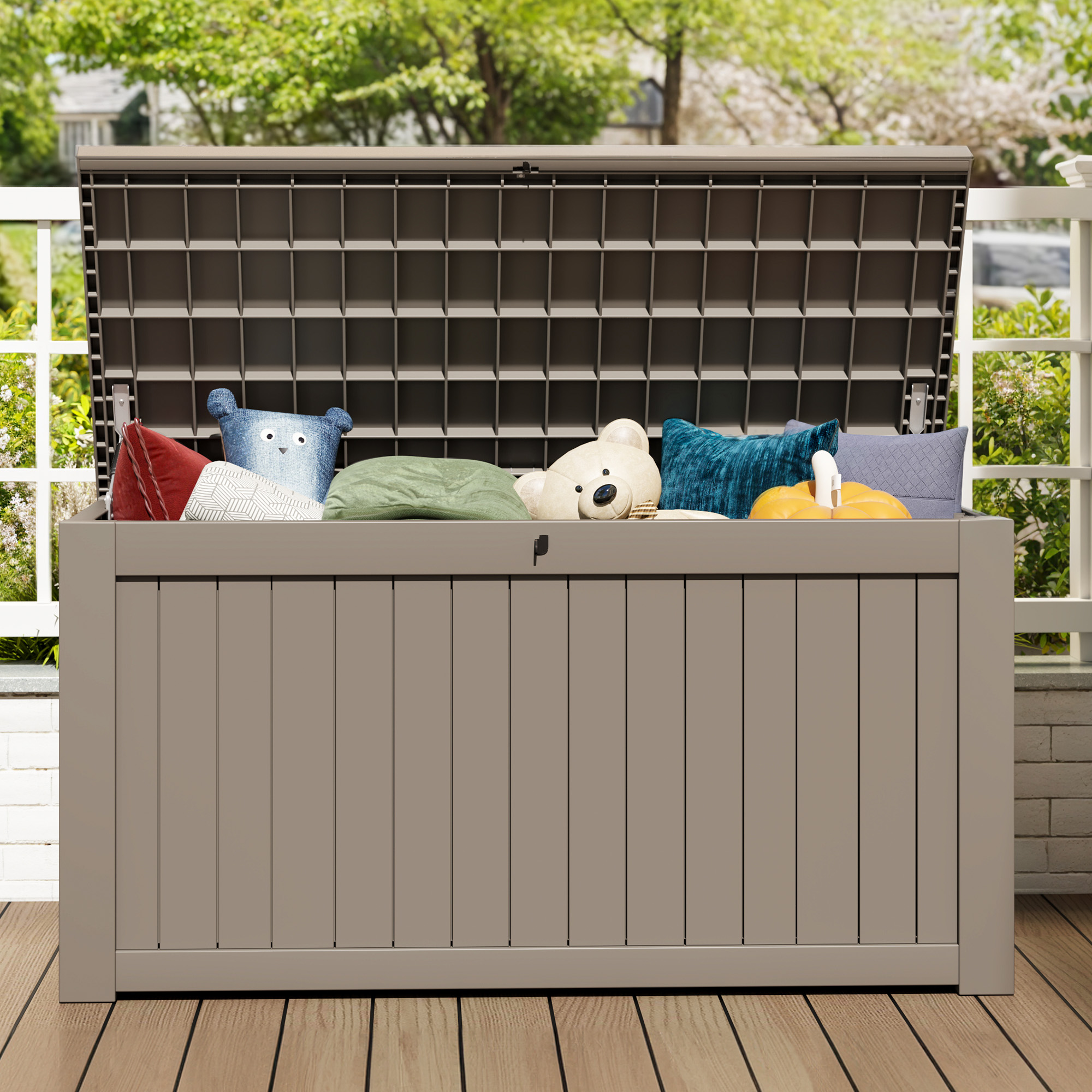 Waterproof Deck Box Cover For Greesum 82 Gallon Resin Storage Box - 46"L X 21"W X 23"H, All-Weather Protection