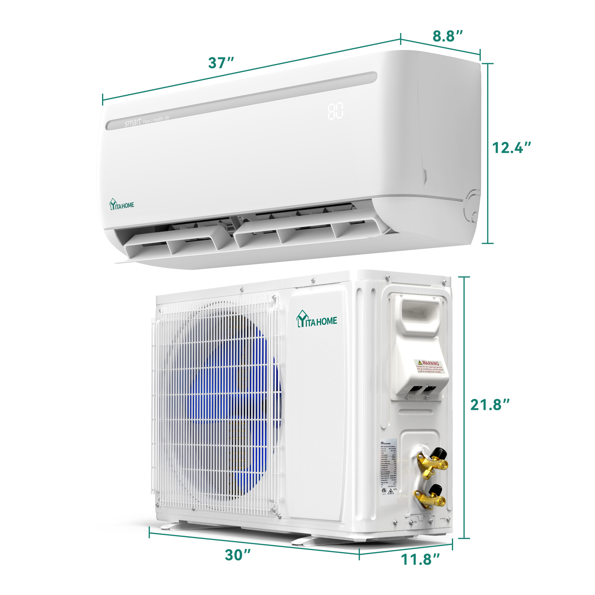 KOTEK 18000 BTU Mini Split AC/Heating System, 19 SEER2 Inverter