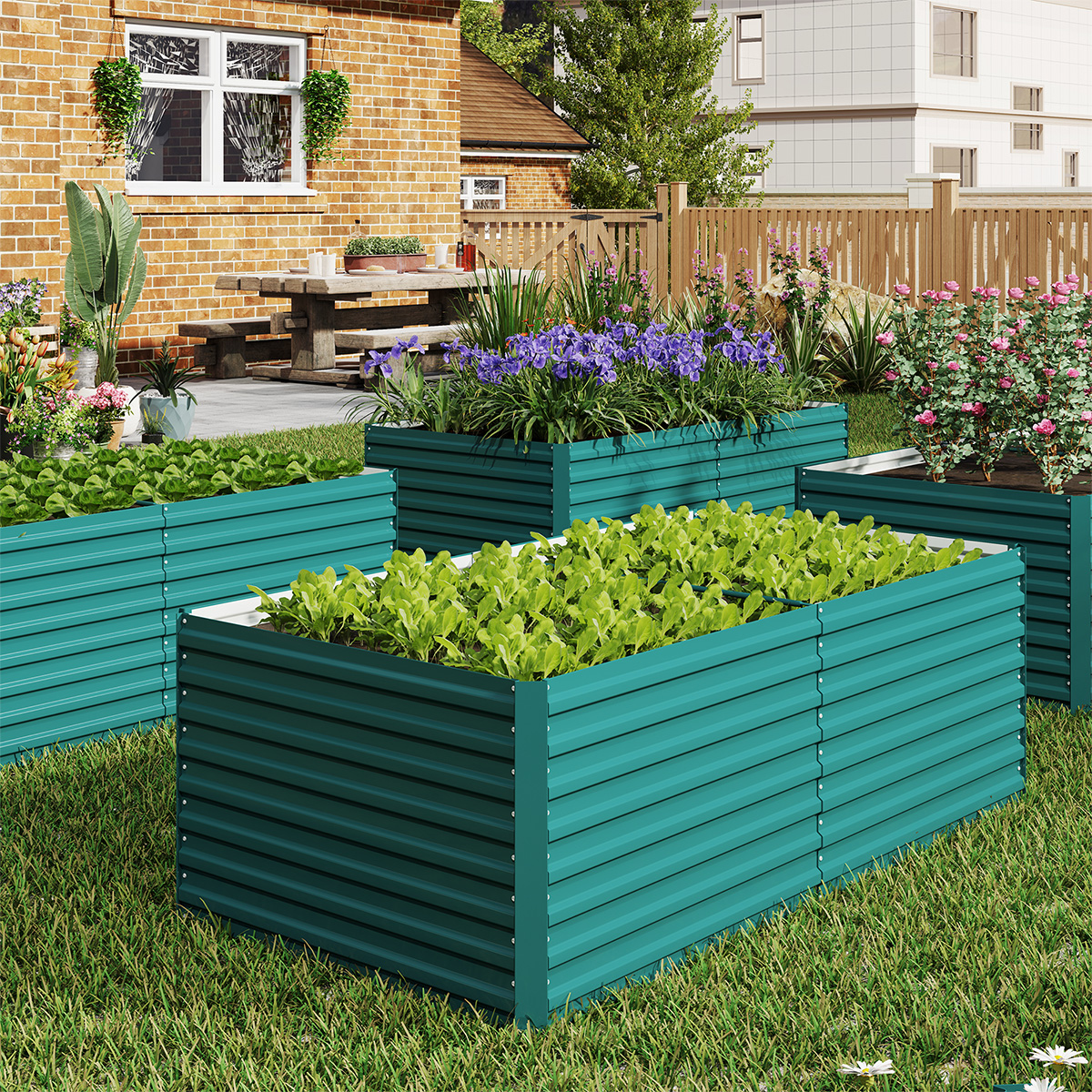 Yitahome | 6x3x2ft Outdoor Large Raised Garden Bed Kit Safe Edge