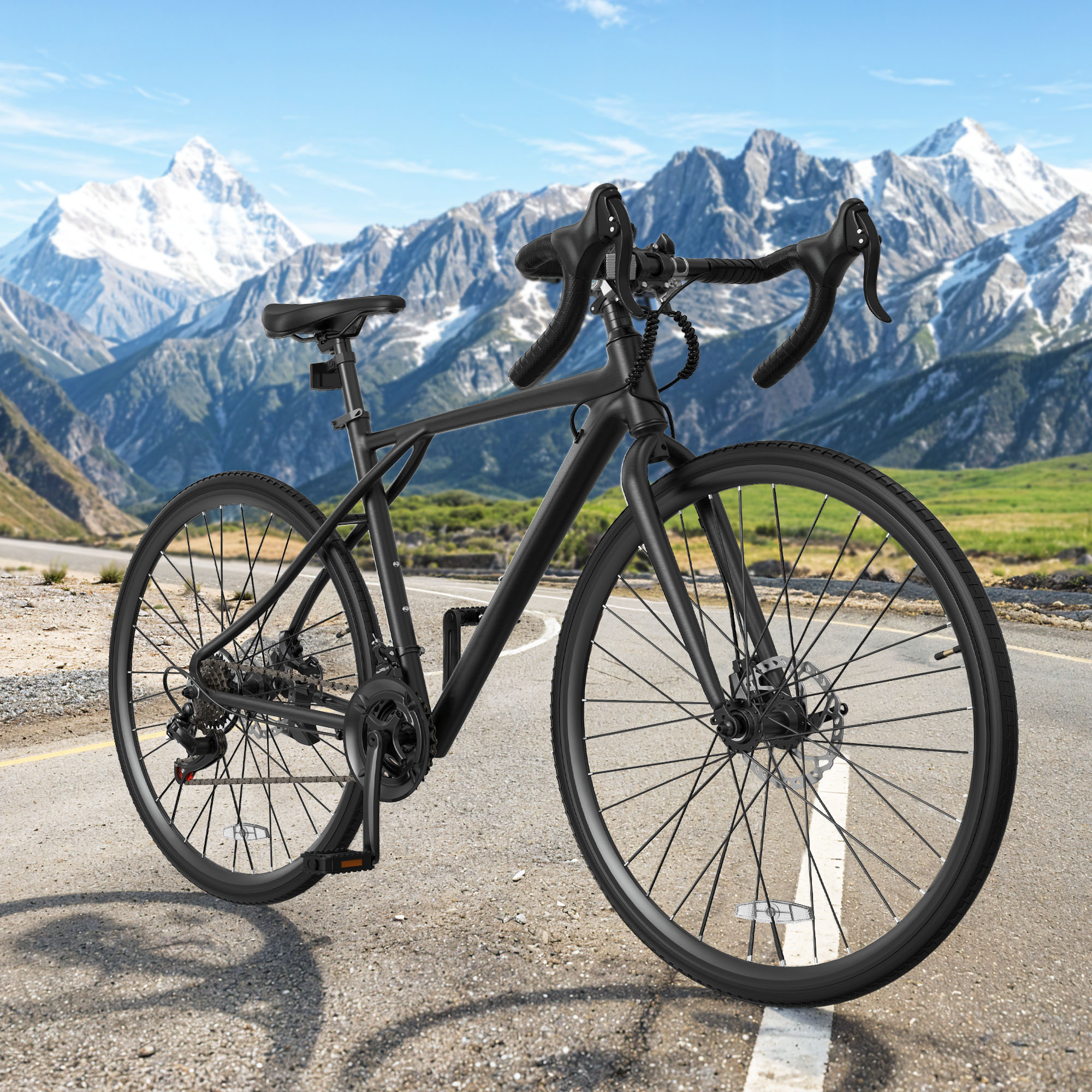 Yitahome | Black 700C 21 Speed Road Bike with Lightweight