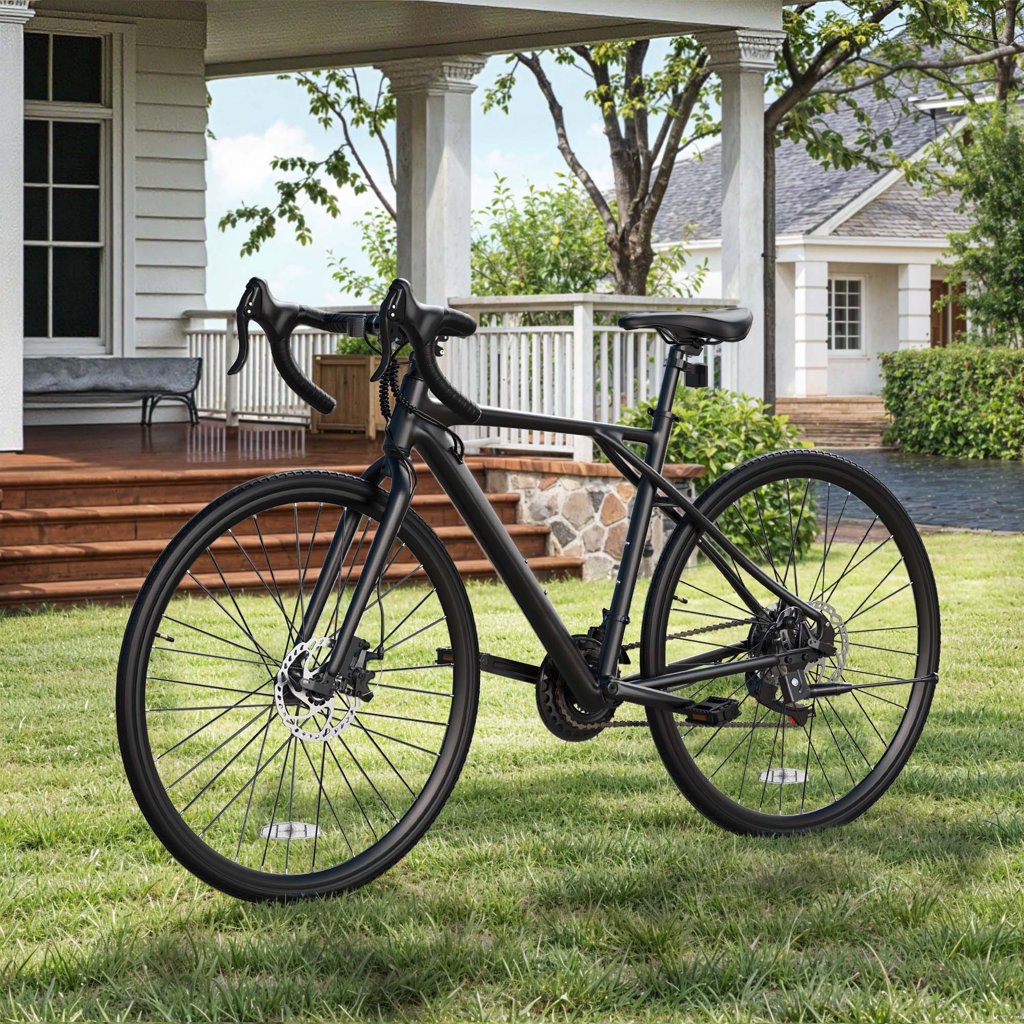 Yitahome | Black 700C 21 Speed Road Bike with Lightweight Aluminum