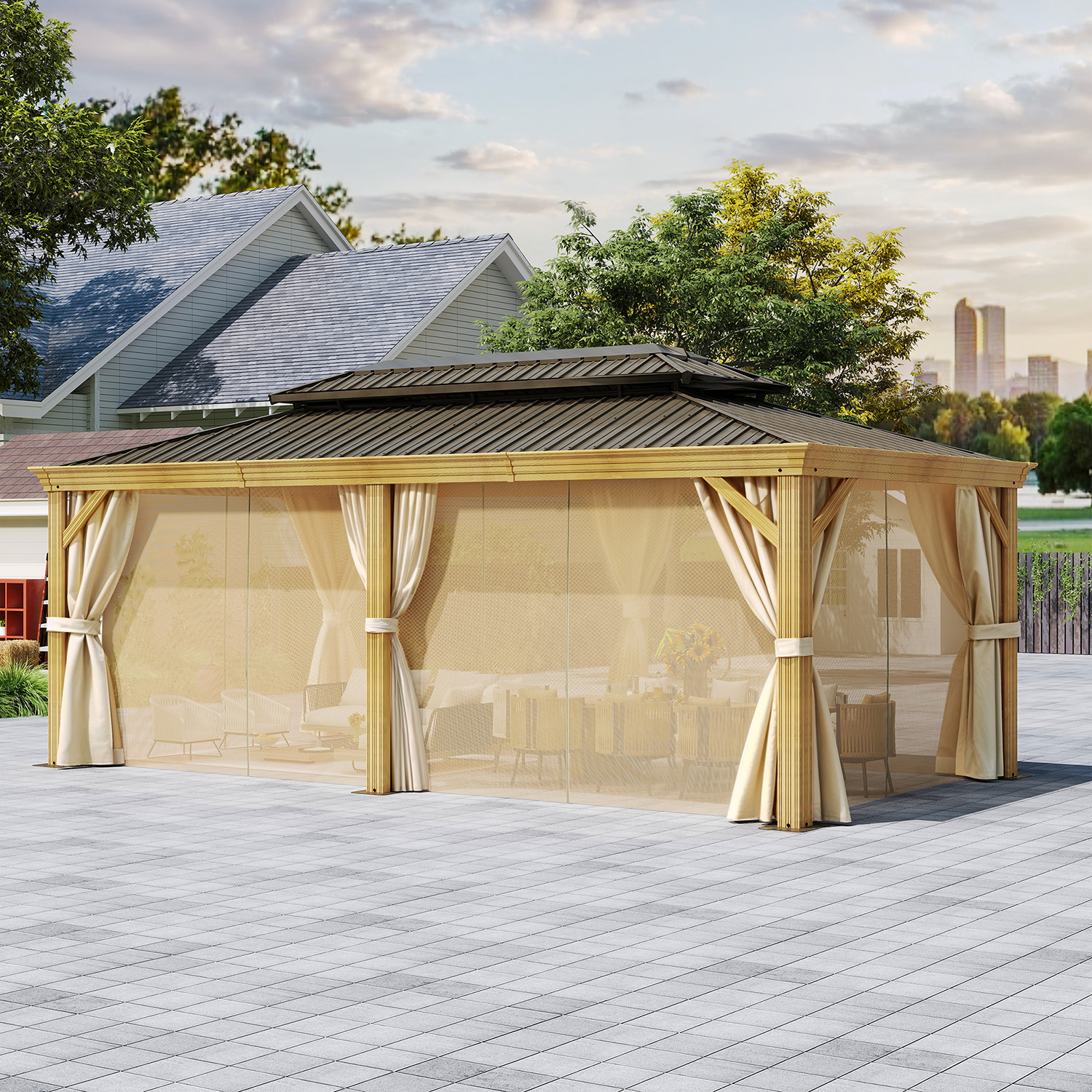 Yitahome | 12x20 ft 2024 Upgrade Outdoor Hardtop Gazebo in Wooden