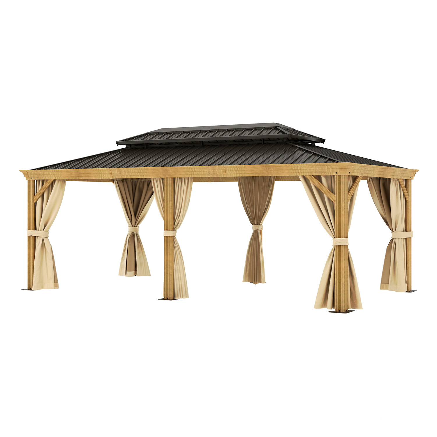 Yitahome | 12x20 ft 2024 Upgrade Outdoor Hardtop Gazebo in Wooden