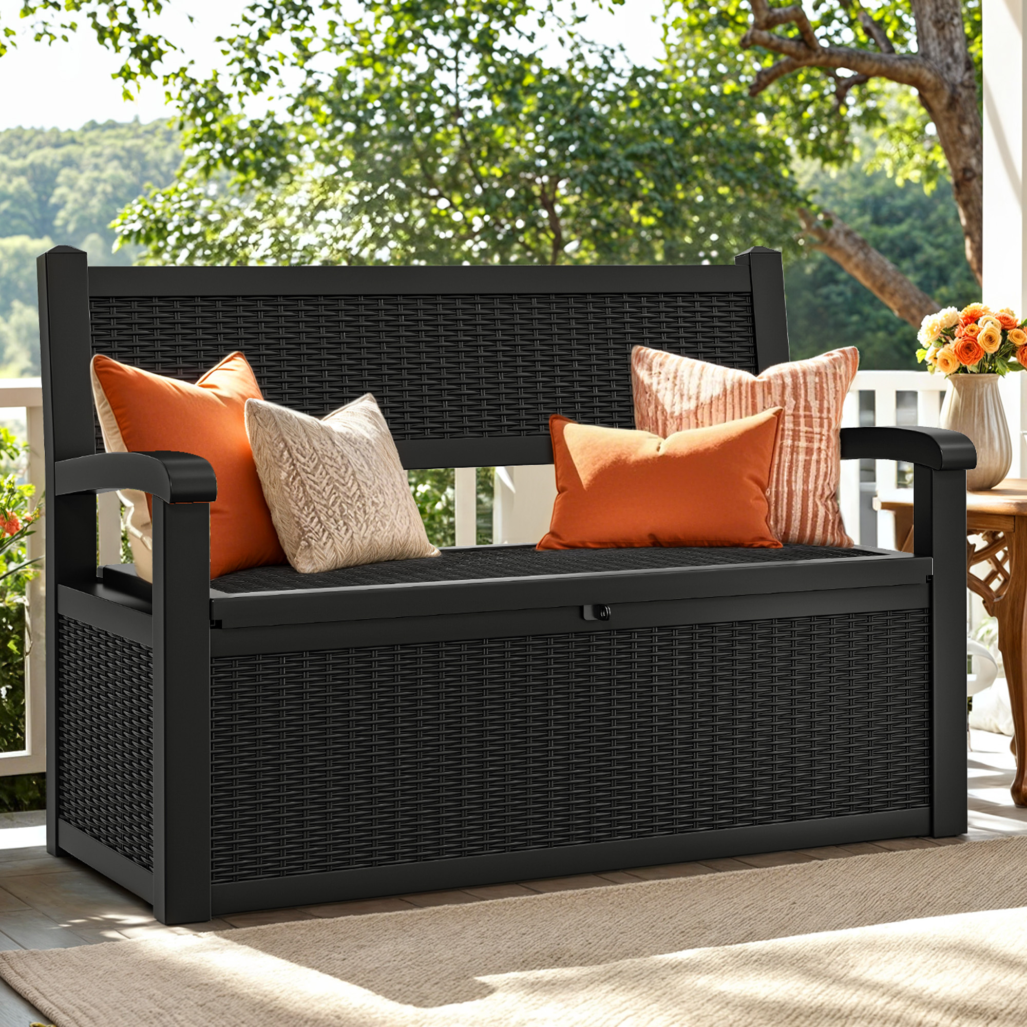 Outdoor Cushions Outdoor Wicker Storage Bench Seat Box Patio