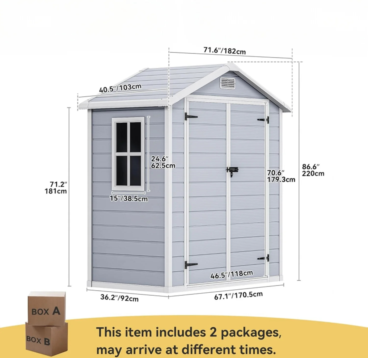 Yitahome | 6x3 ft Gray Resin Outdoor Large Storage Shed with Floor 
