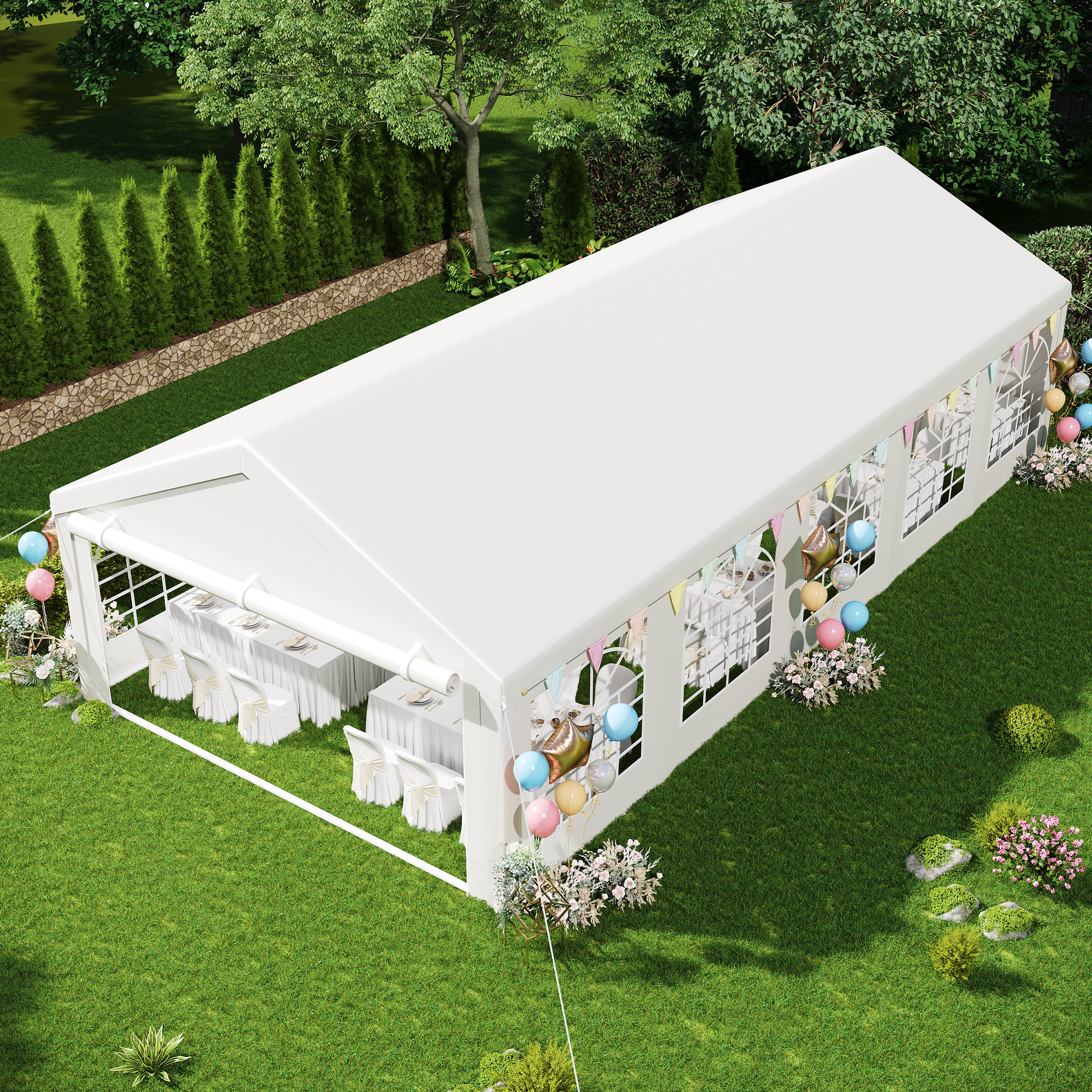 YITAHOME 20x30FT Heavy Duty Party PVC White Tent Wedding Event Shelters Upgraded Galvanized Ripple Canopy Large Roof Removable Sidewalls 4 Storage Ba