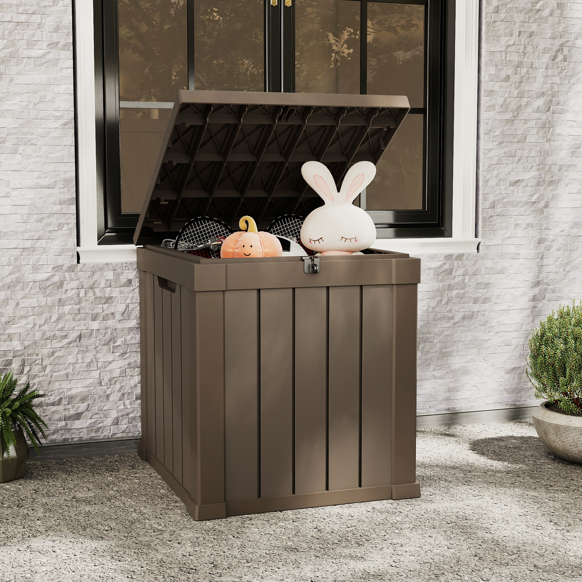 Yitahome | 51 Gallon Small Light Brown Outdoor Waterproof Resin