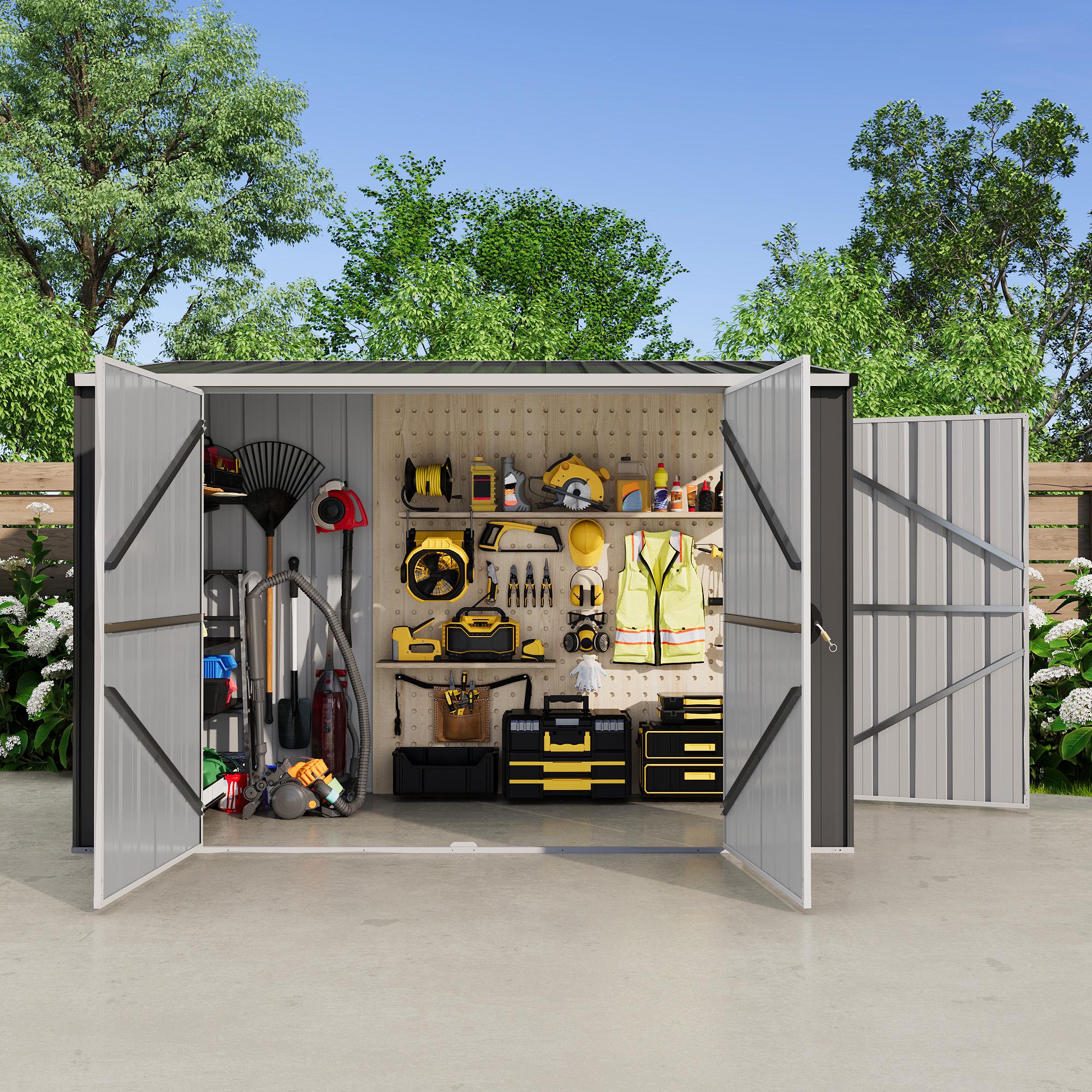 Yitahome | 8' x 4' Dark Gray Large Outdoor Metal Storage Shed