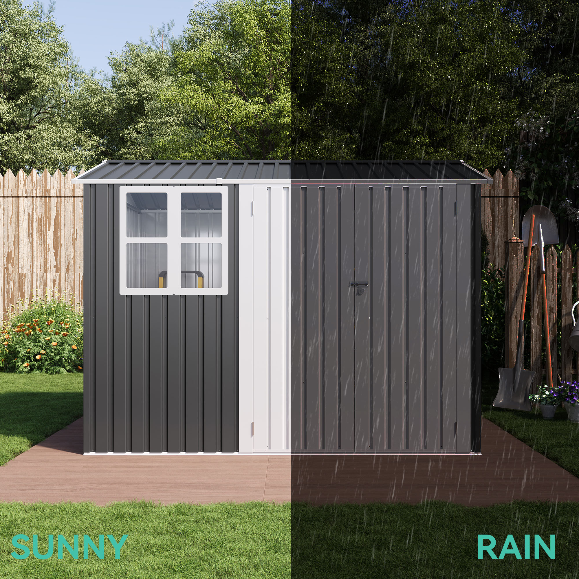 Yitahome | 8 x 6 ft Metal Outdoor Storage Tool Shed with Lockable