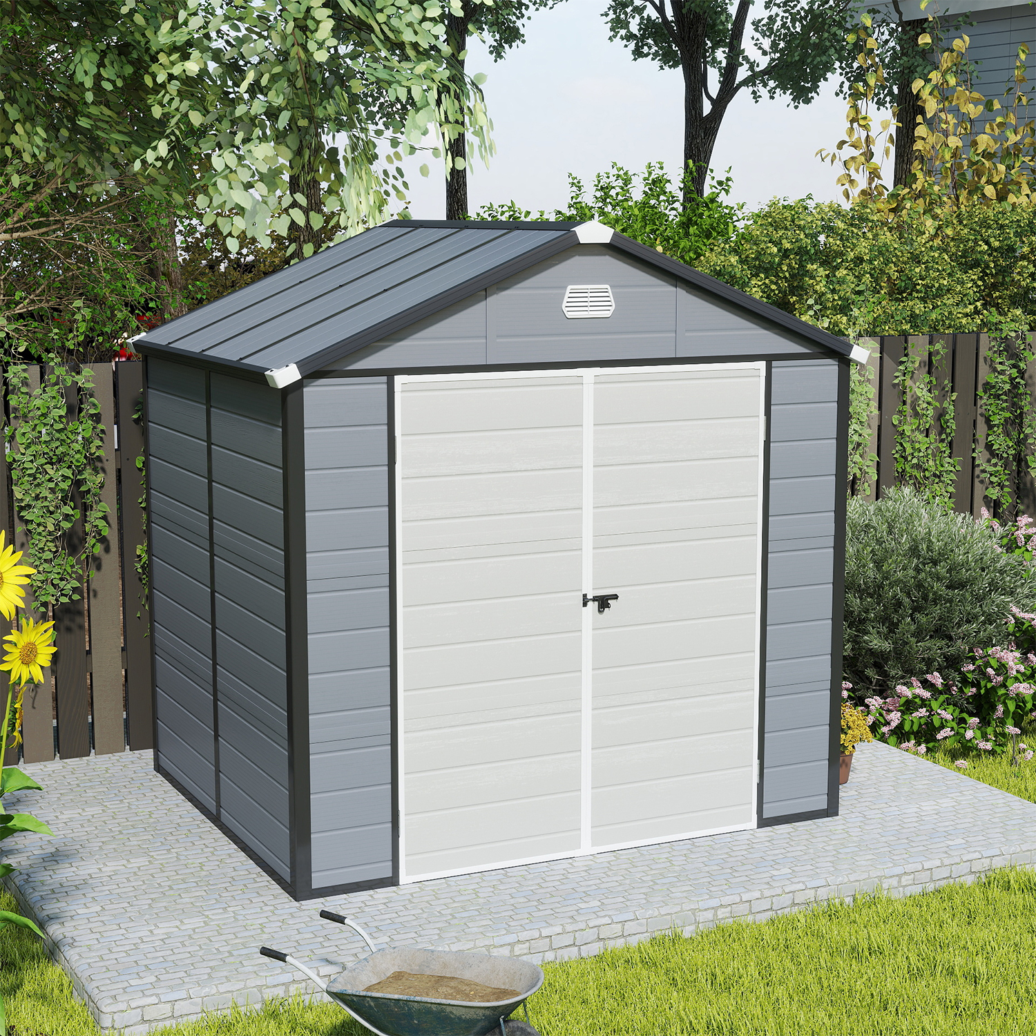 Yitahome | 8x9 ft Gray Outdoor Resin Storage Tool Shed with