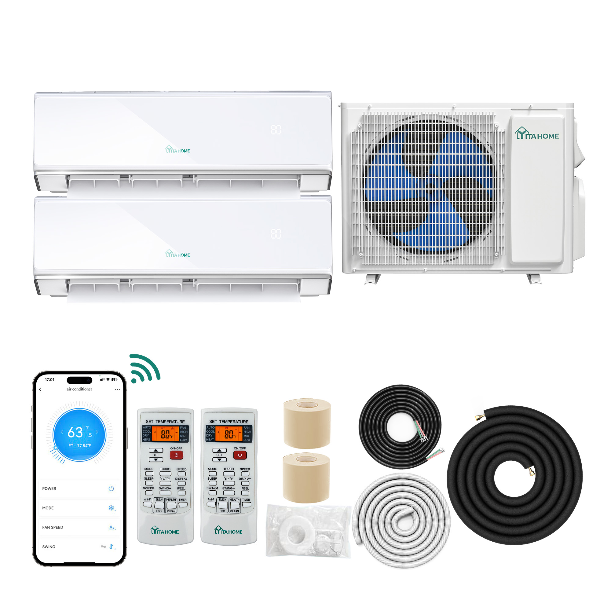 Yitahome | 18000 BTU 2-Zone Mini Split Air Conditioner System with display picture 1