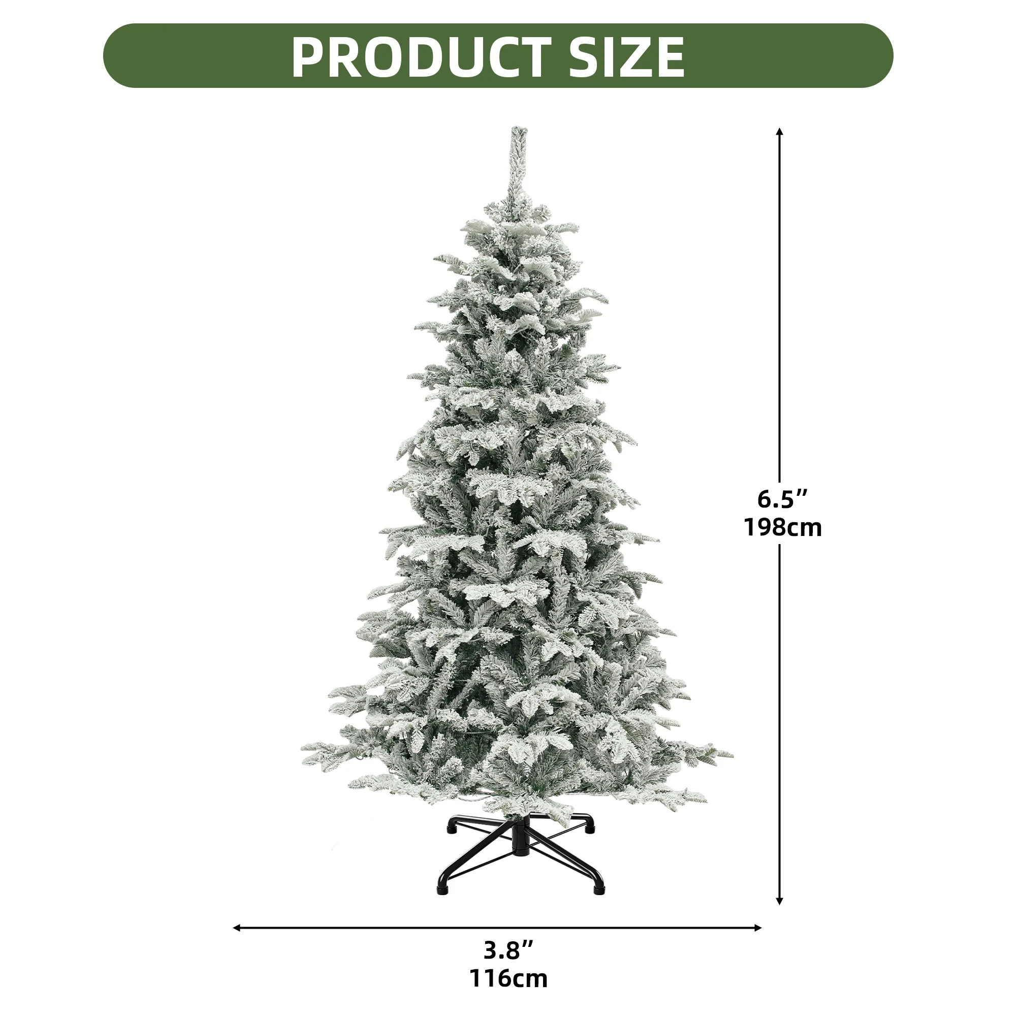 Yitahome | 6.5 FT White Flocked Christmas Tree with 760 Thickened