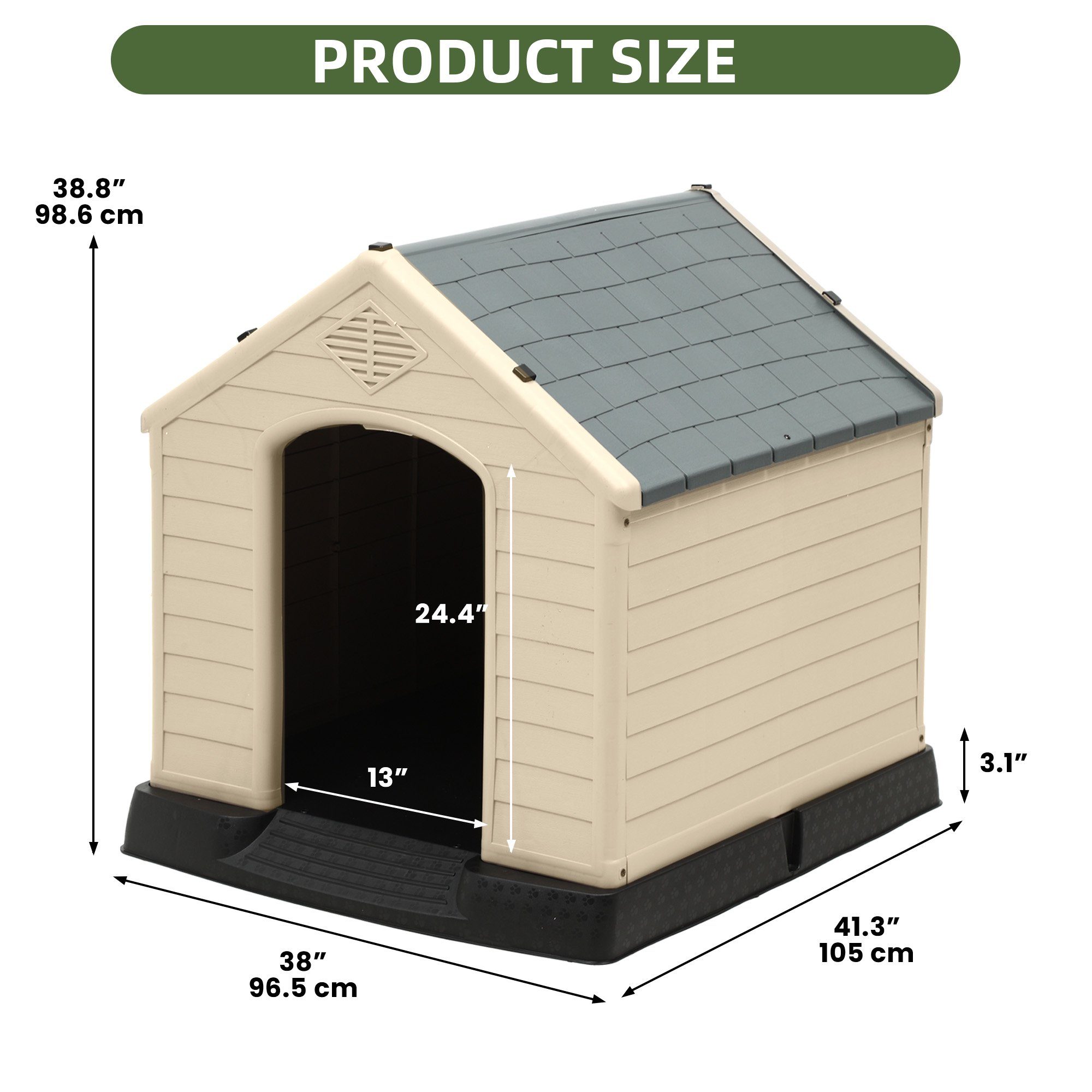 thumbnail image 2 of Extra Large Dog House 41 Inch - Insulated Plastic Pet Shelter With Air Vents For Outdoor Use 2 of 4