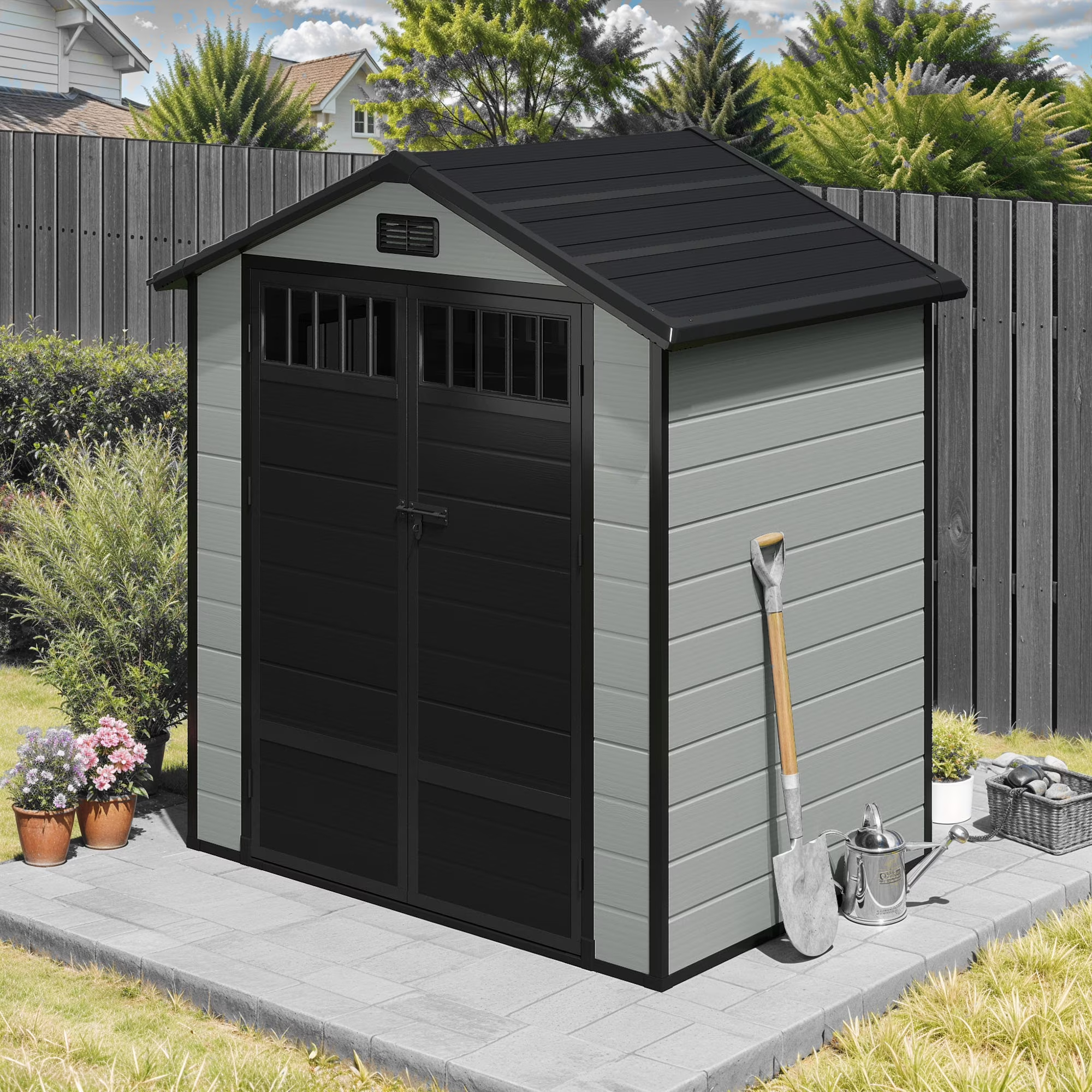 oy　ADA万天石　約6kg Yitahome | 6x4.4 FT Blue-Gray Outdoor Resin Shed with Floor and
