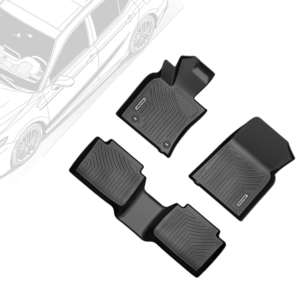 OEDRO Floor Mats for 2018-2024 Toyota Camry Standard Models, Unique Black TPE All-Weather Guard Full Set Liners