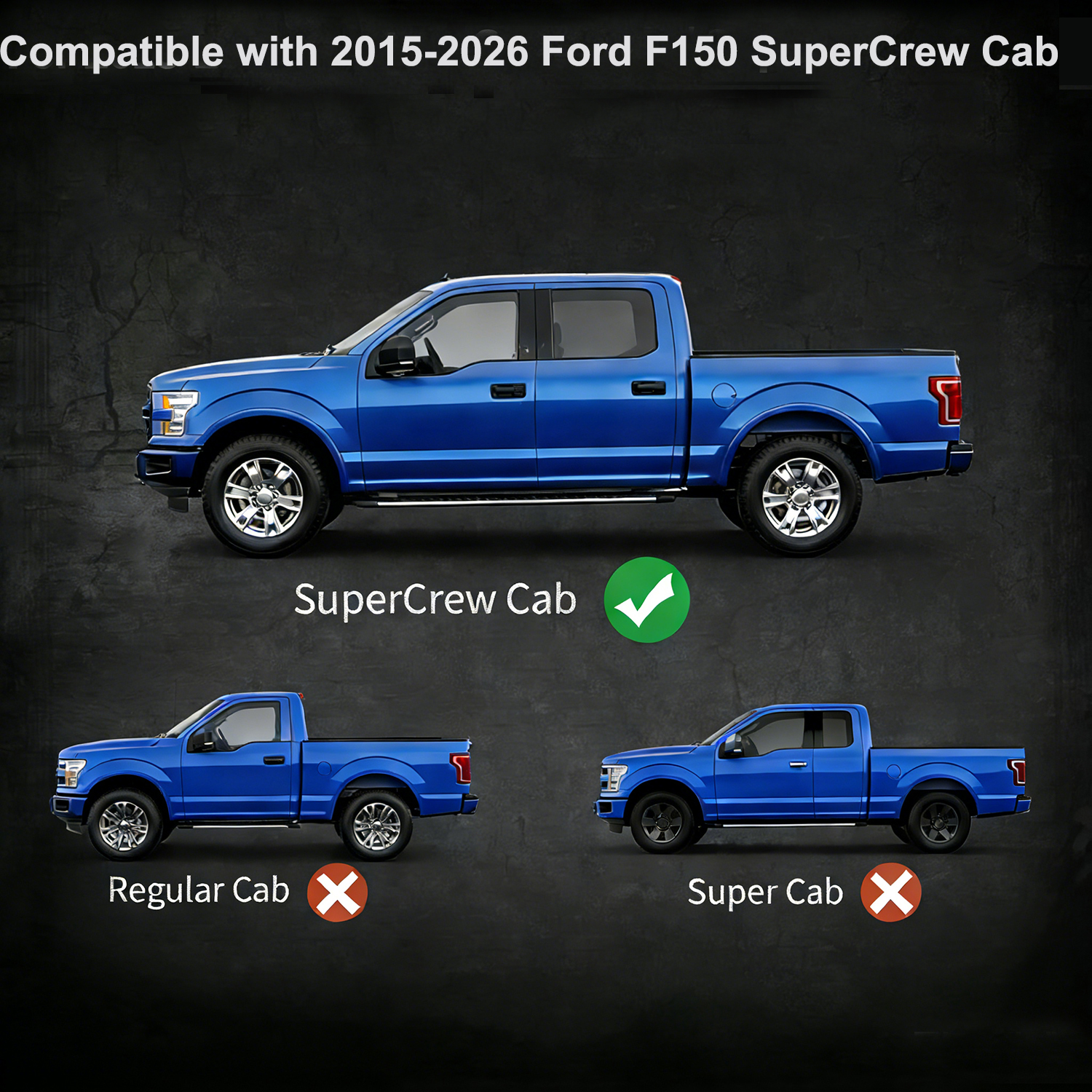 Side view of OEDRO Floor Mats for 2015-2026 Ford F150 SuperCrew Cab/ 2022-2026 F-150 Lightning SuperCrew Cab 1st & 2nd Front Row and Rear Floor Liner