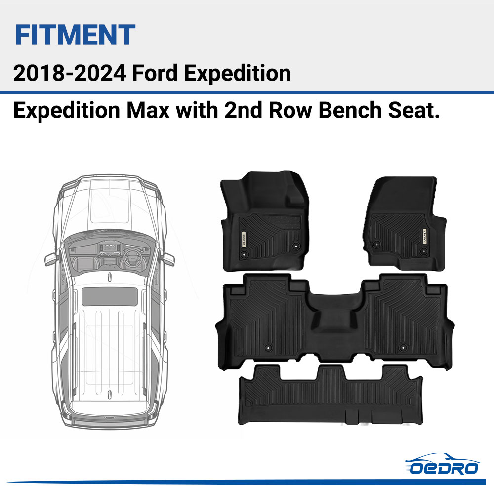 Side view of OEDRO Floor Mats for 2018-2024 Ford Expedition/Expedition Max with 2nd Row Bench Seat Full Set Liners