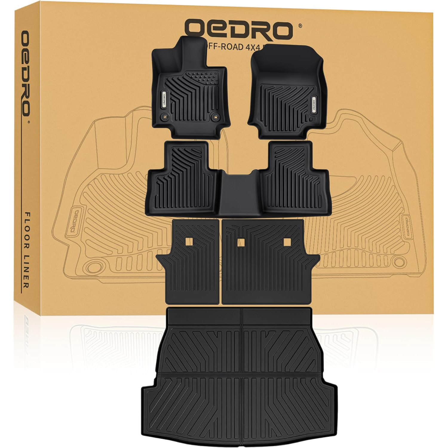 Floor Mats for Toyota RAV4 2019-2025(Not fit to Hybrid ), Compatible with All Weather RAV4 Floor Liners Full Set Cargo Liner Backrest Mats Floor Mats-image-OEIPFM-1293
