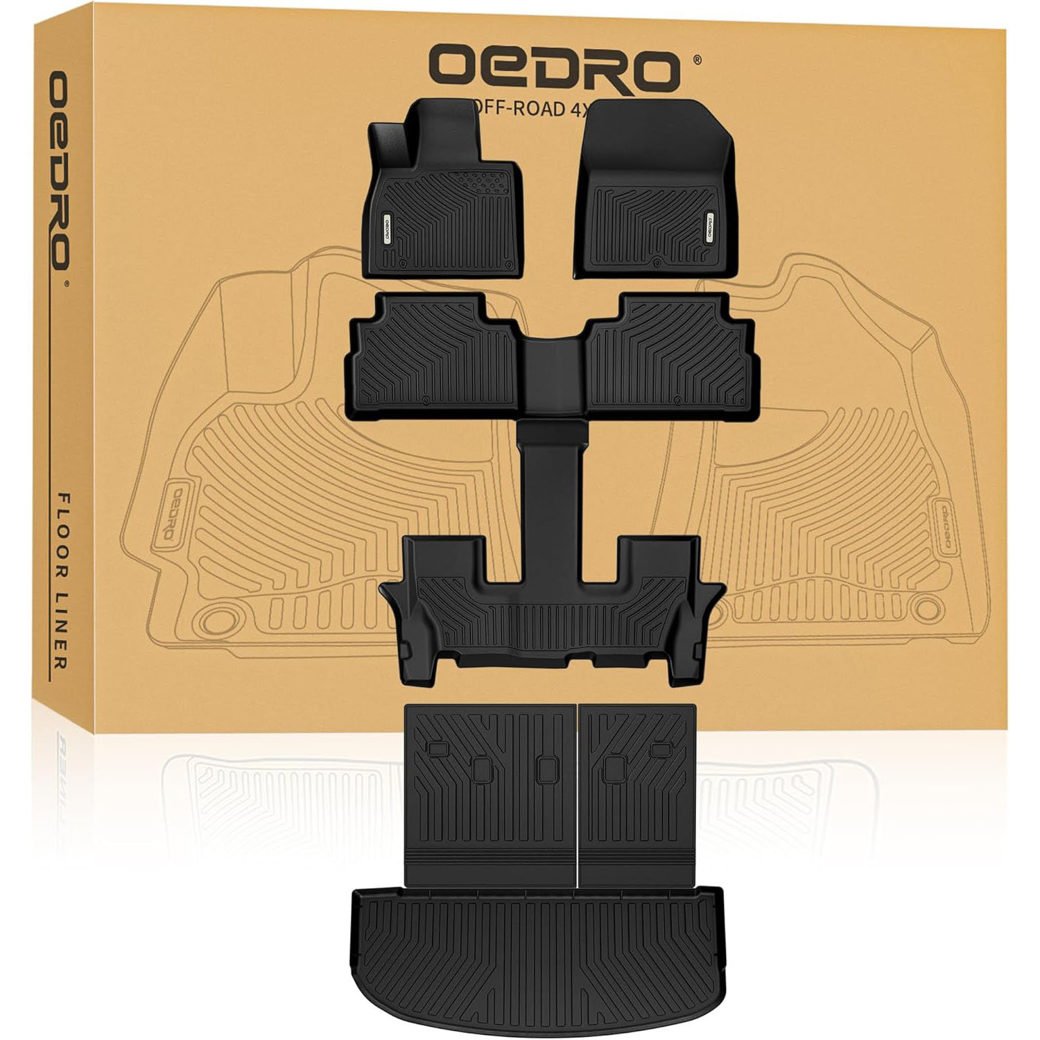 OEDRO Floor Mats Liner Set with Backrest for 2020-2025 Kia Telluride EX SX  Models 7 & 8 Seats, with 2nd Bucket Seats Without Center Console-image-OEIPFM-1305