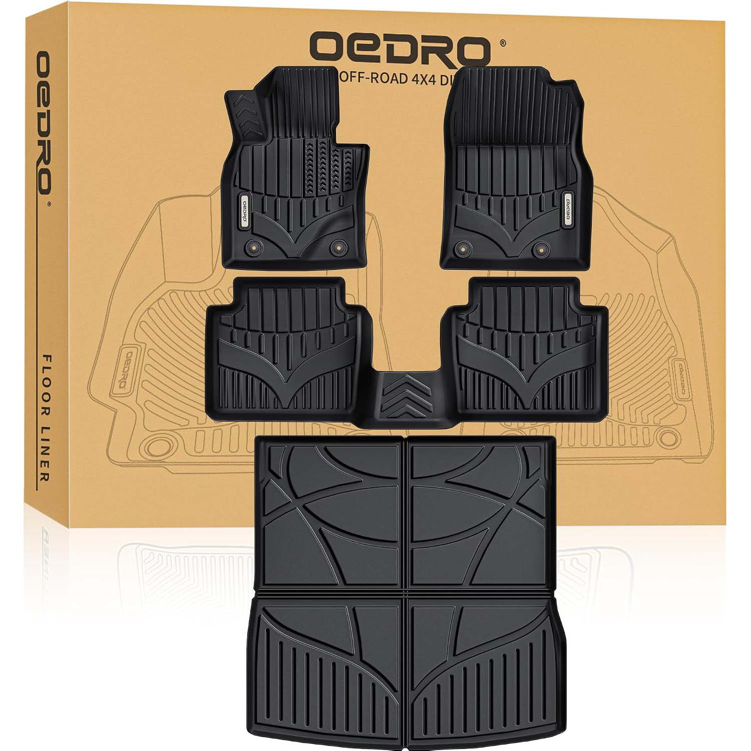 OEDRO Floor Mats Cargo Liner Fit for 2023-2026 Mazda CX-50 TPE Floor Liners Set CX50 All Weather Guard Waterproof Front & 2nd Row, Cargo Mat
