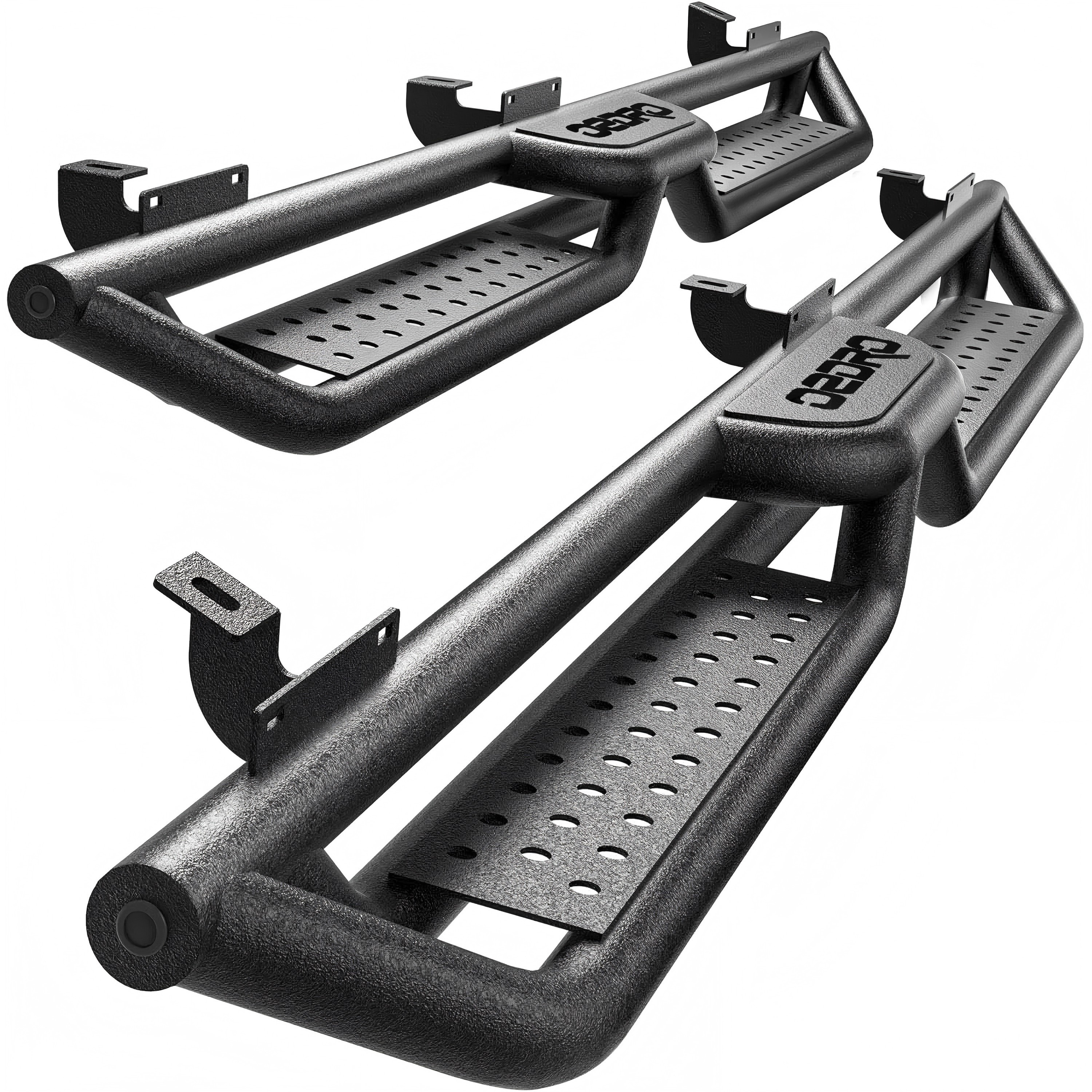 OEDRO Heavy-Duty Running Boards for 2007-2018 Jeep Wrangler JK JKU 4-Door, Black Powder-Coated Carbon Steel, Dual-Step Nerf Bars Bolt-On Installation