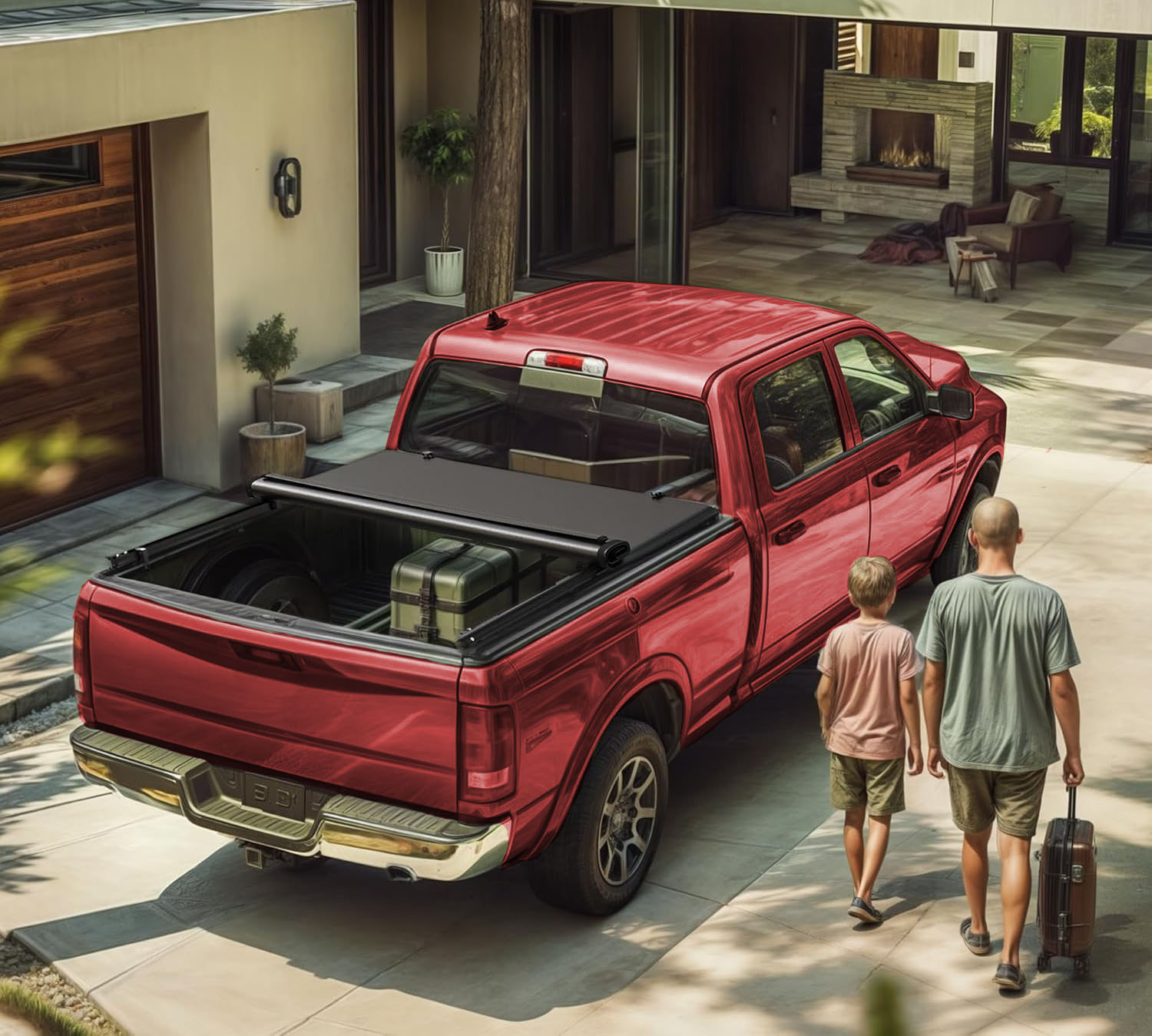 Side view of OEDRO 5ft Soft Roll Up Tonneau Cover for 2016-2023 Toyota Tacoma (Excl. Trail Edition) | 5' (60.5")  Bed Cover