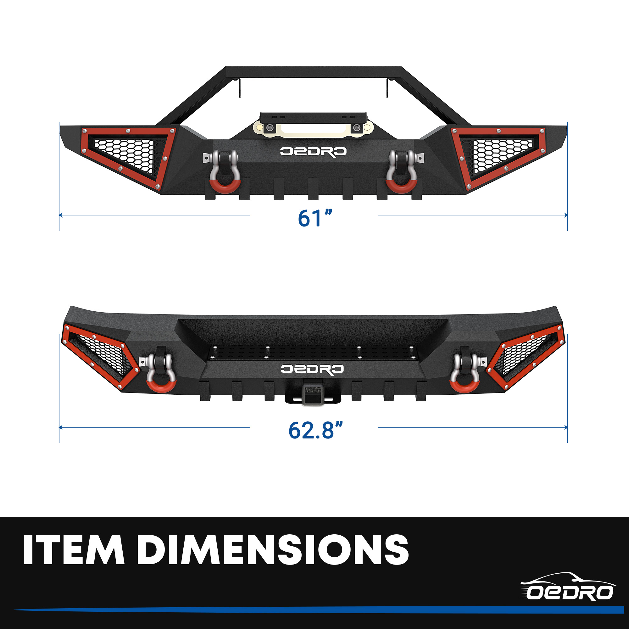 Garage-Pro Front Bumper Cover For 2007-2017 Jeep Wrangler JK - Textured Finish With Fog Light Holes