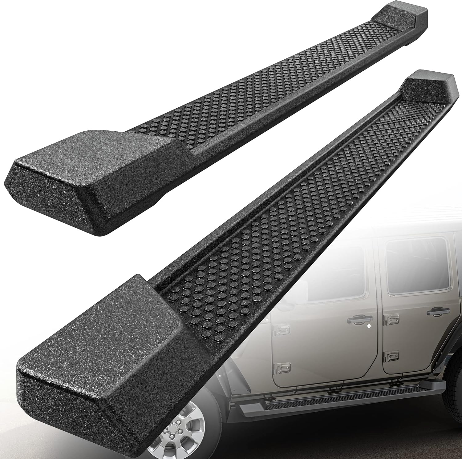 6 inches OE Style Running Boards, Side Steps Compatible for 2018-2026 Jeep Wrangler JL 4-Door Black, Nerf Bars (Excl JK Model)