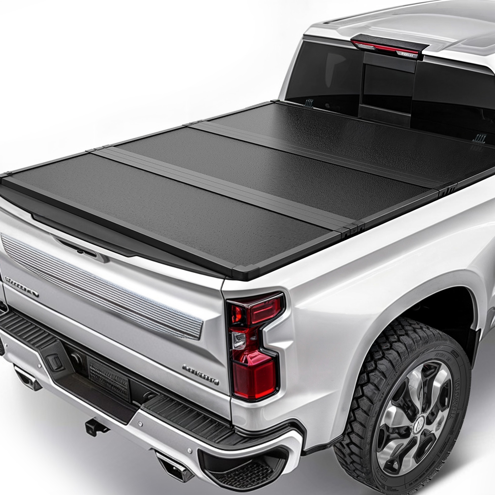Side view of FRP Hard Tri-Fold Truck Bed Tonneau Cover Compatible with 2015-2026 Chevy Colorado/GMC Canyon 5.2 ft Bed