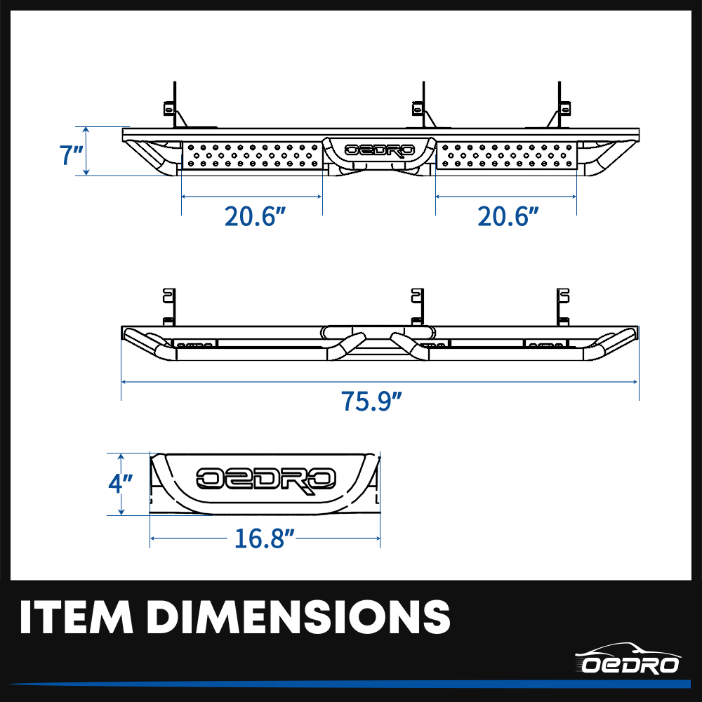 Side view of OEDRO Running Boards for 2019-2026 Chevy Silverado/ GMC Sierra 1500 Double Cab; 2020-2026 Silverado/ Sierra 2500HD 3500HD
