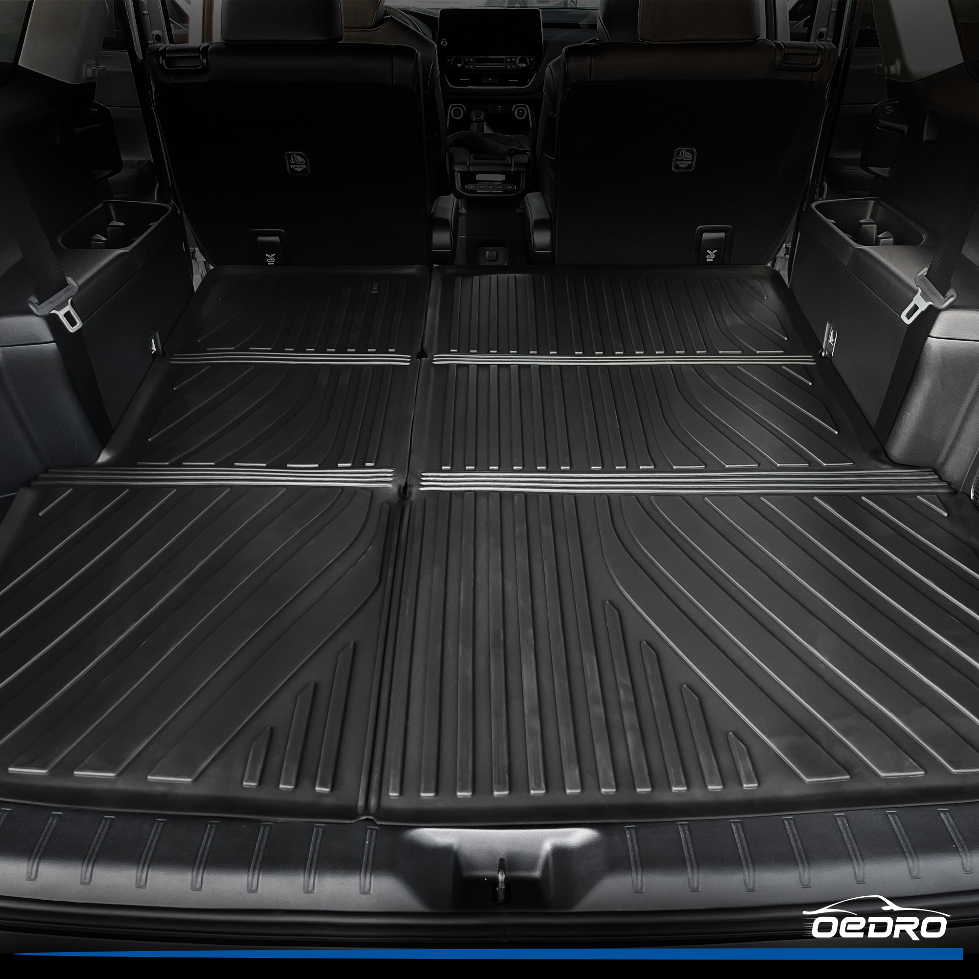 Side view of All-Weather TPE Floor Mats & Cargo Liner for 2024-2025 Toyota Grand Highlander w/Subwoofer 7 Seat (Include Hybrid), Custom Fit Backrest Mat