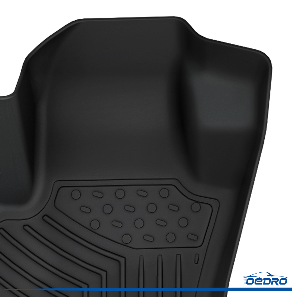 Side view of OEDRO Floor Mats for 2017-2025 Jeep Compass with Passenger Side w/ 2 Floor Mat Retaining Posts, TPE All-Weather Guard Full Set Liners