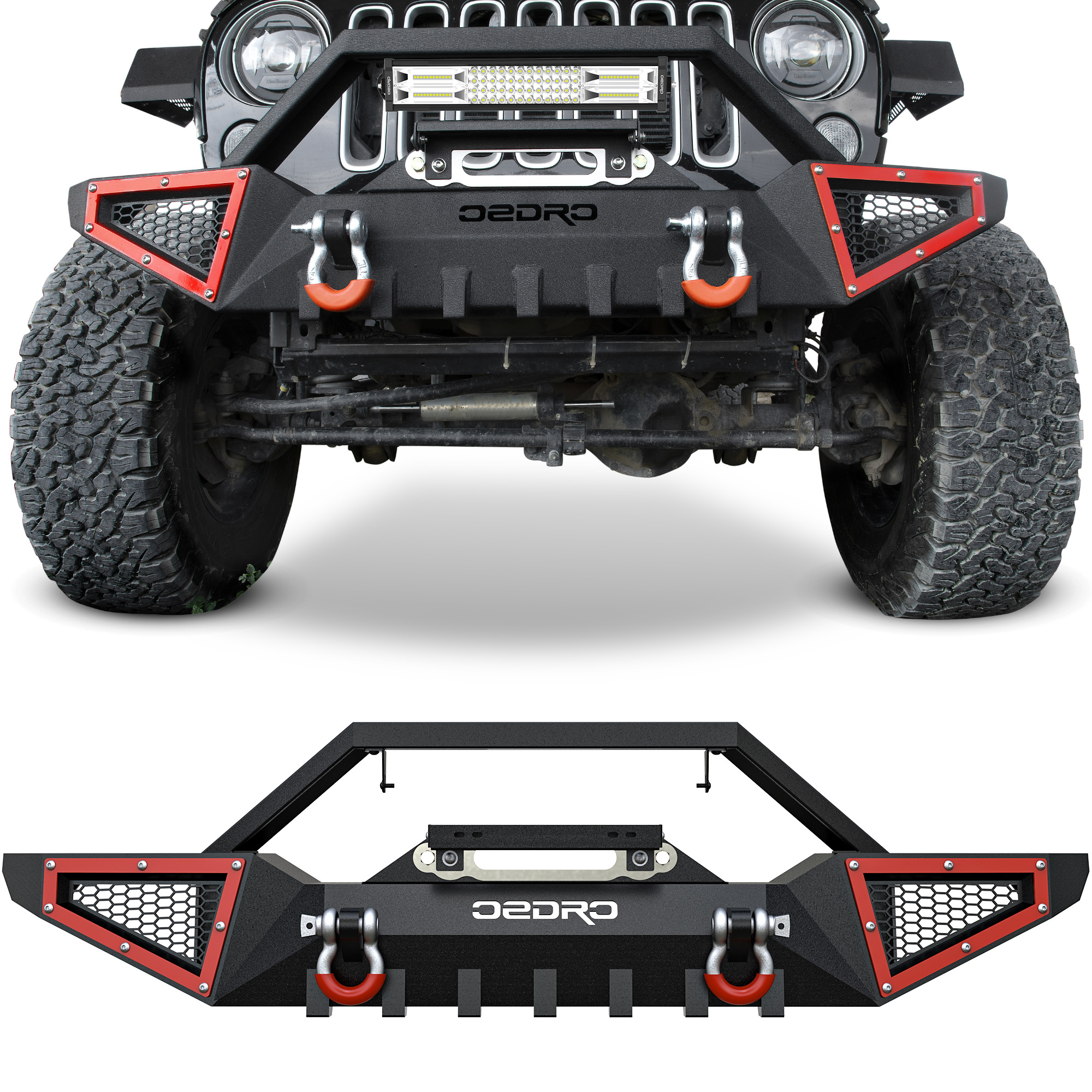 Side view of OEDRO Front Bumper for 2007-2018 Jeep Wrangler JK & Unlimited JKU 2/4 Doors