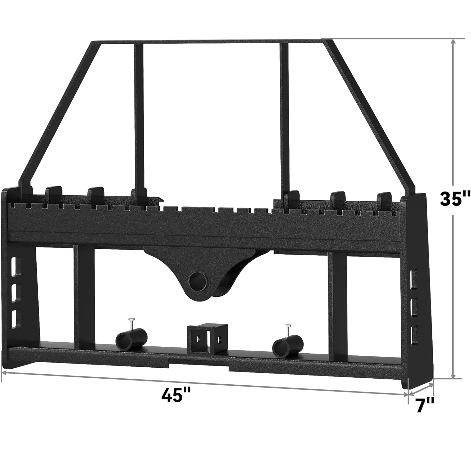 Side view of YITAMOTOR® 2500lbs Pallet Fork Frame Attachment, 45" Skid Steer Pallet Fork Frame with 2" Hitch Receiver & Spear Sleeves for Loaders Tractors Quick Ta