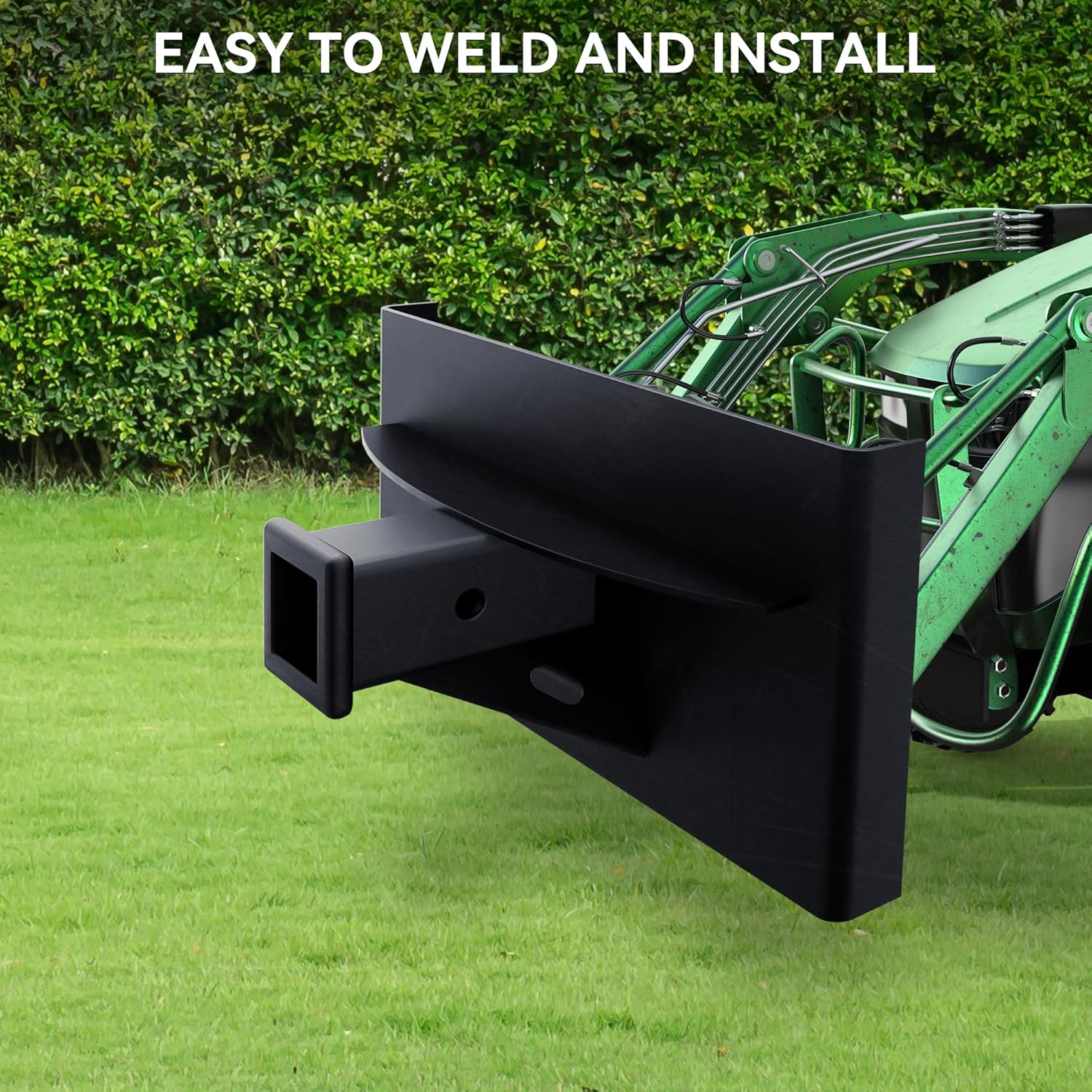 Side view of Mini Skid Steer Receiver Hitch Mount Plate, 1/4" Thick, Toro Dingo Quick Tach Mount, 2" Receiver Hitch; Weld-On or Bolt Surface, for Lightweight Towin