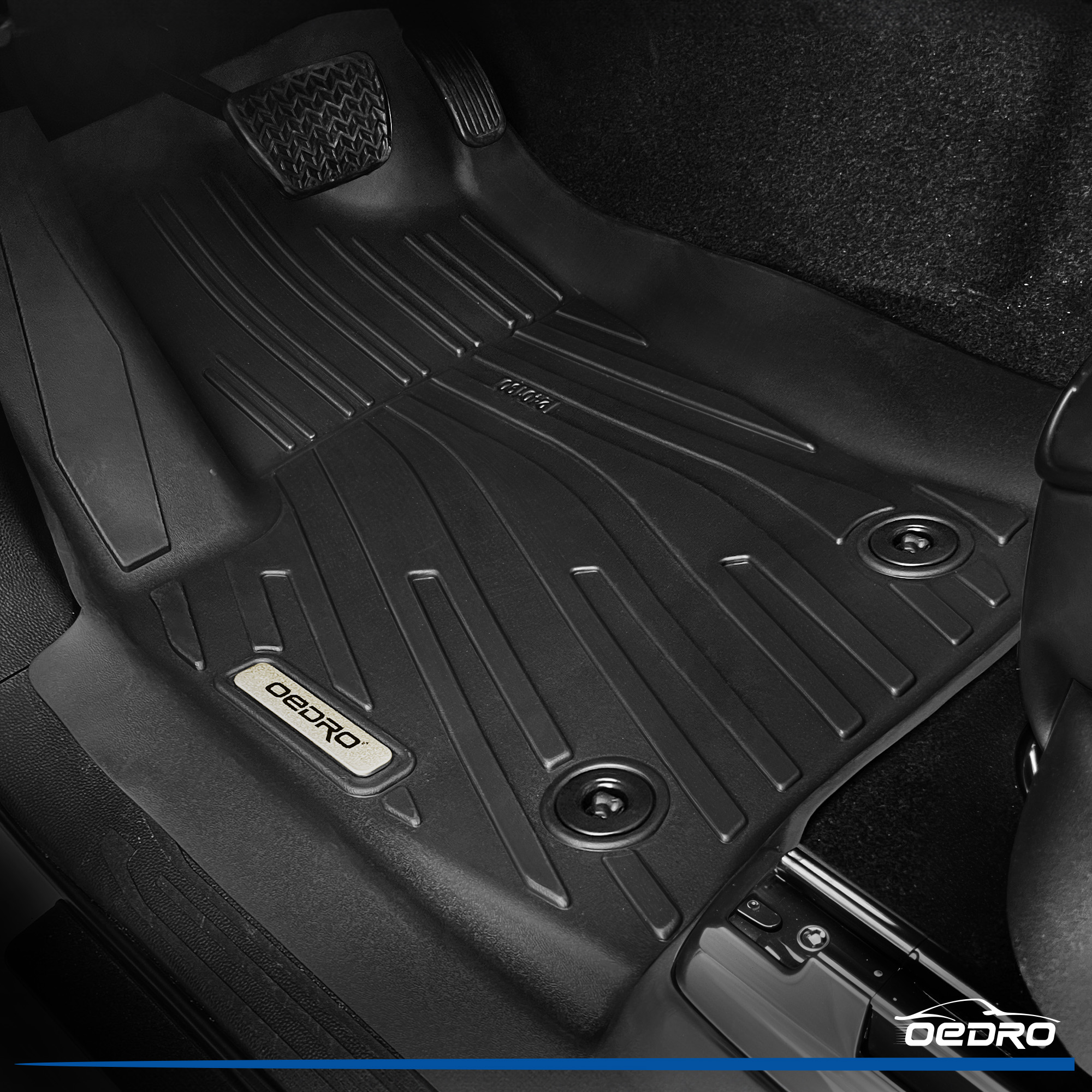 Side view of Floor Mats for Toyota Tacoma Double Cab 2024-2026 Auto Trans W/ Under-Seat Storage (NOT for Hybrid), Custom Fit TPE All Weather Floor Liners Full Set